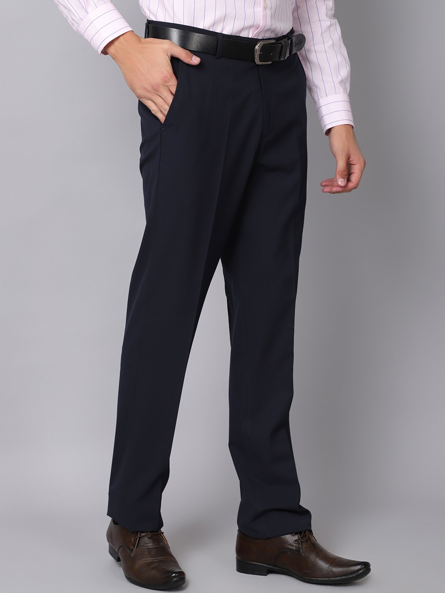 Buy Van Heusen Men Black Slim Formal Trousers online