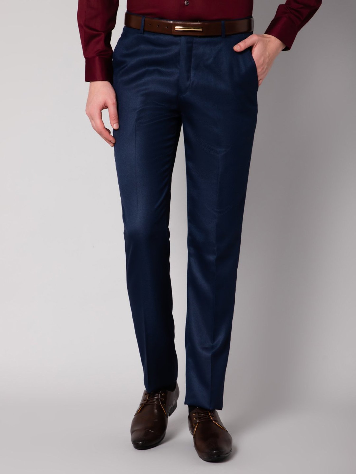 Peter England Formal Trousers : Buy Peter England Men Black Textured Slim  Fit Formal Trousers Online | Nykaa Fashion