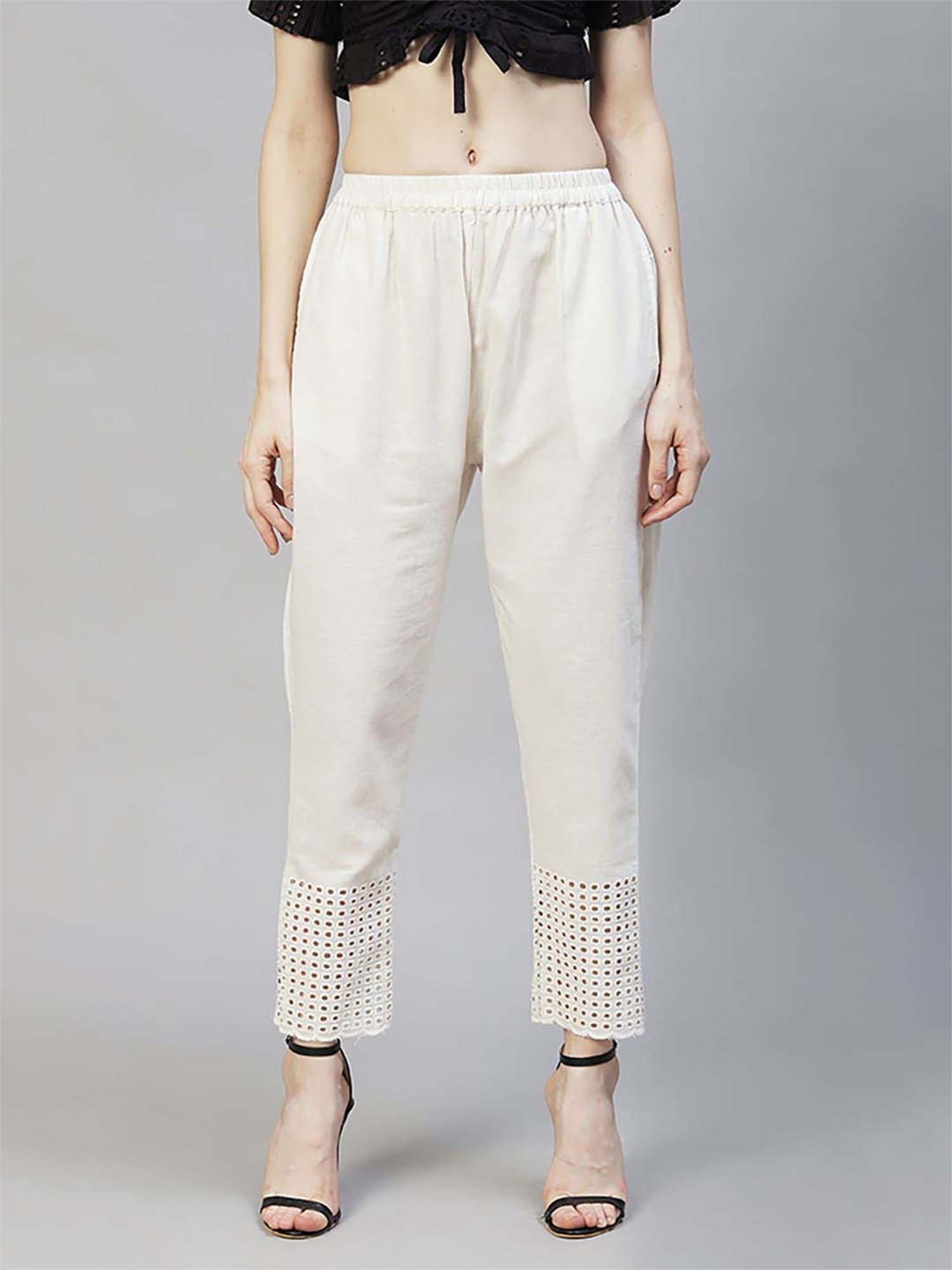 Buy KAFF Womens Cigarette Fit Lycra Trouser pantWhiteXXL Online at Best  Prices in India  JioMart