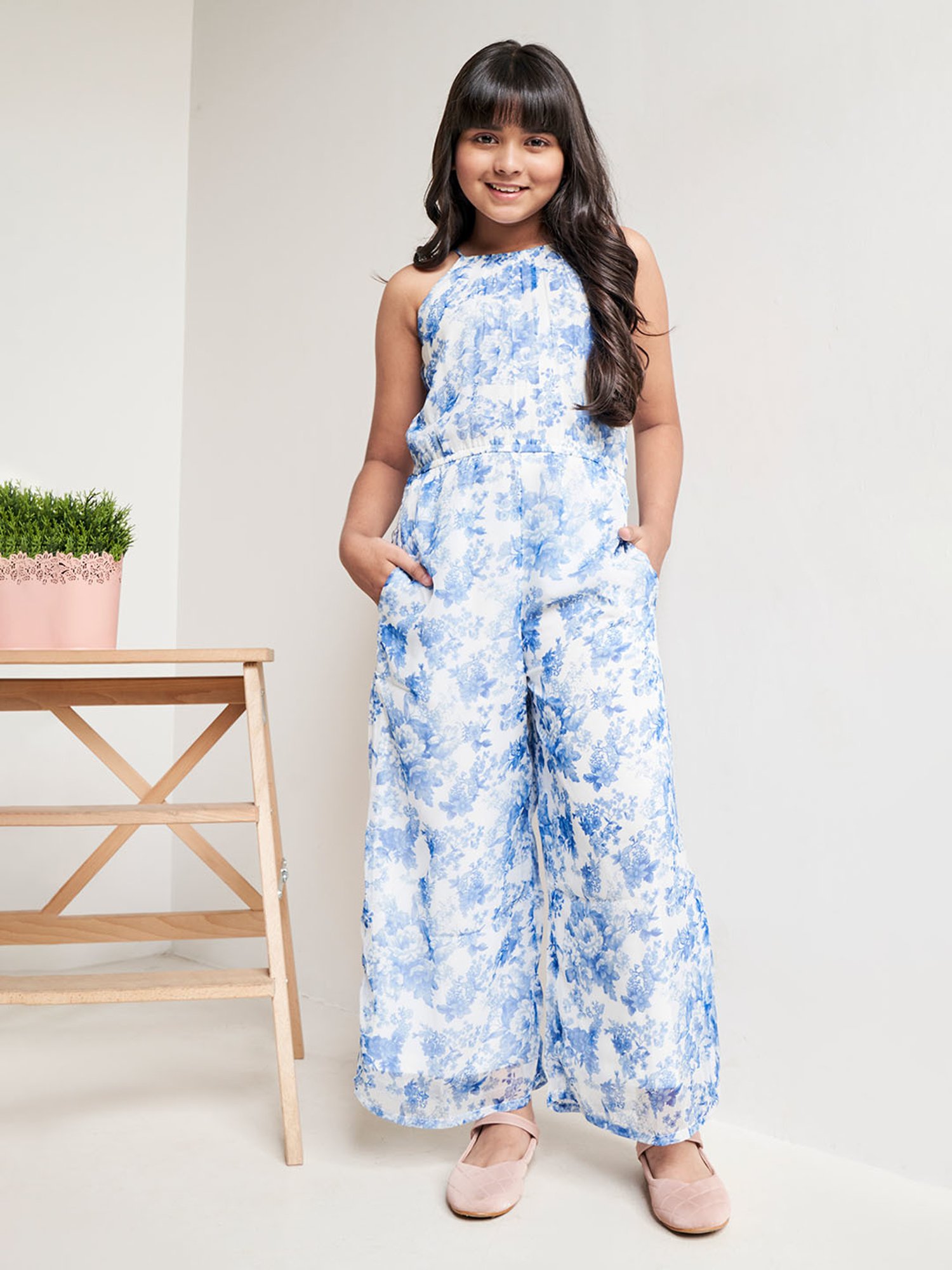 Girls hot sale floral jumpsuit