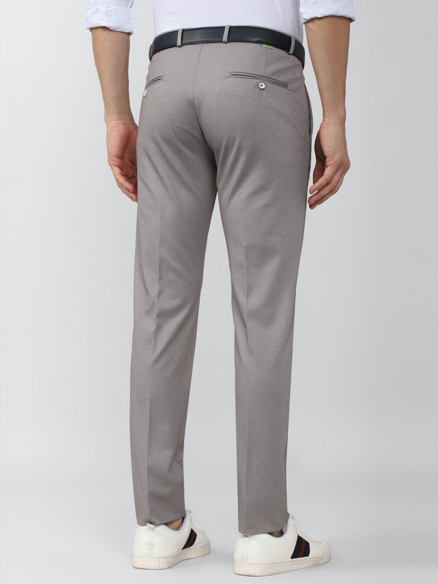 Buy Men Grey Textured Regular Fit Trousers Online - 217234 | Peter England
