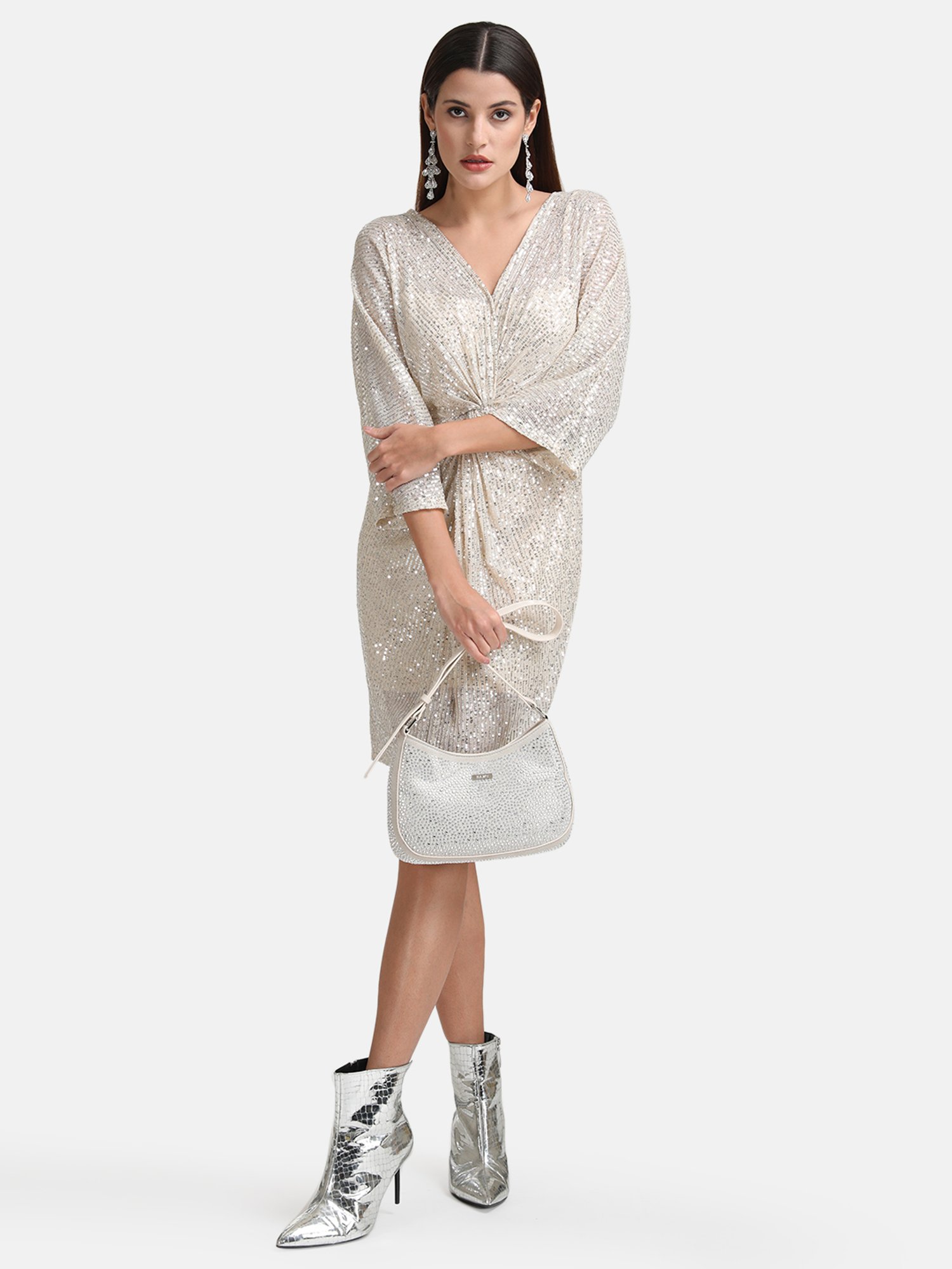 Buy Kazo Women's Sequined Strapless Mini Dress (116953BLACKXL_Black) at  Amazon.in