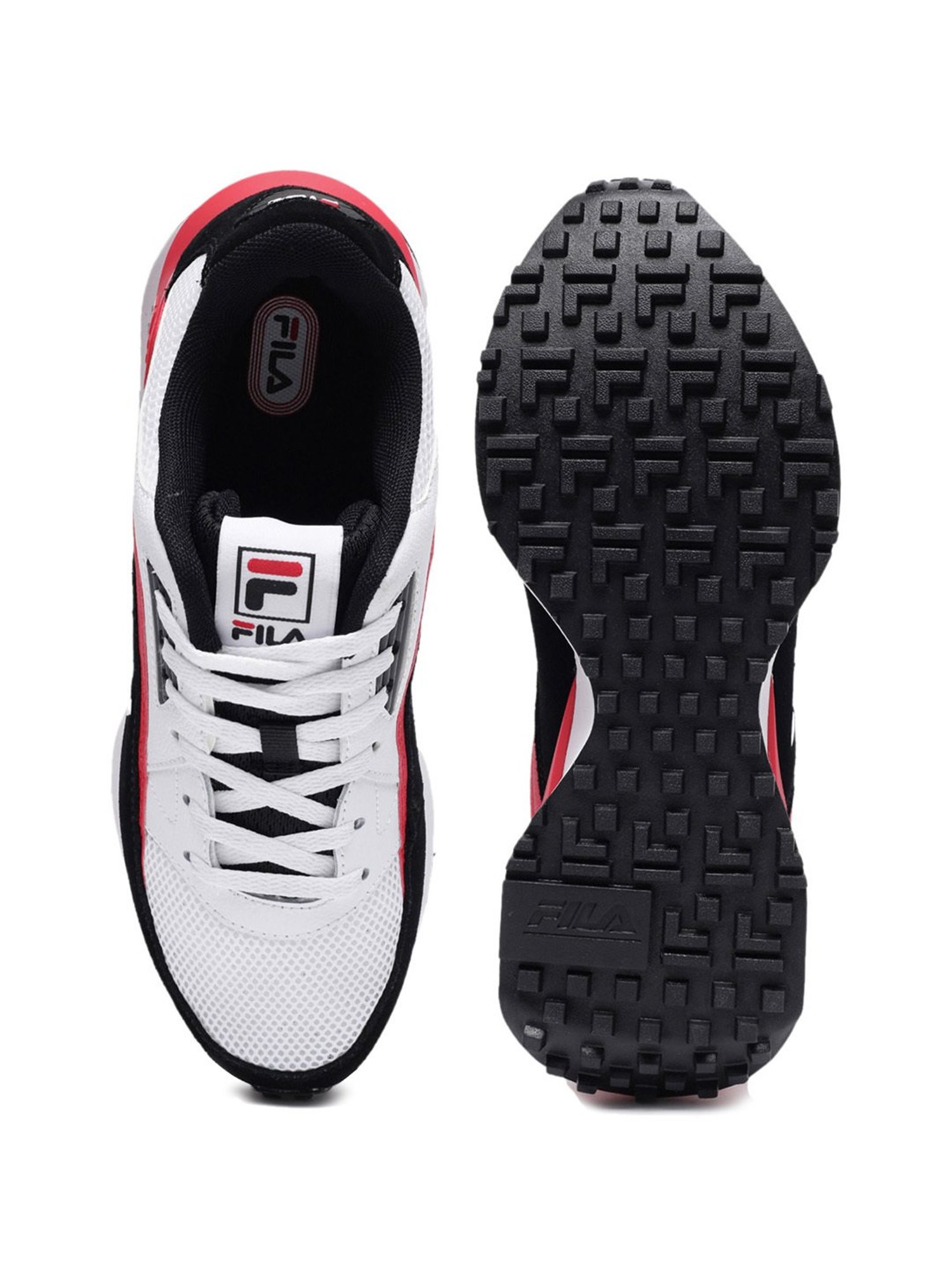 Fila black red best sale shoes