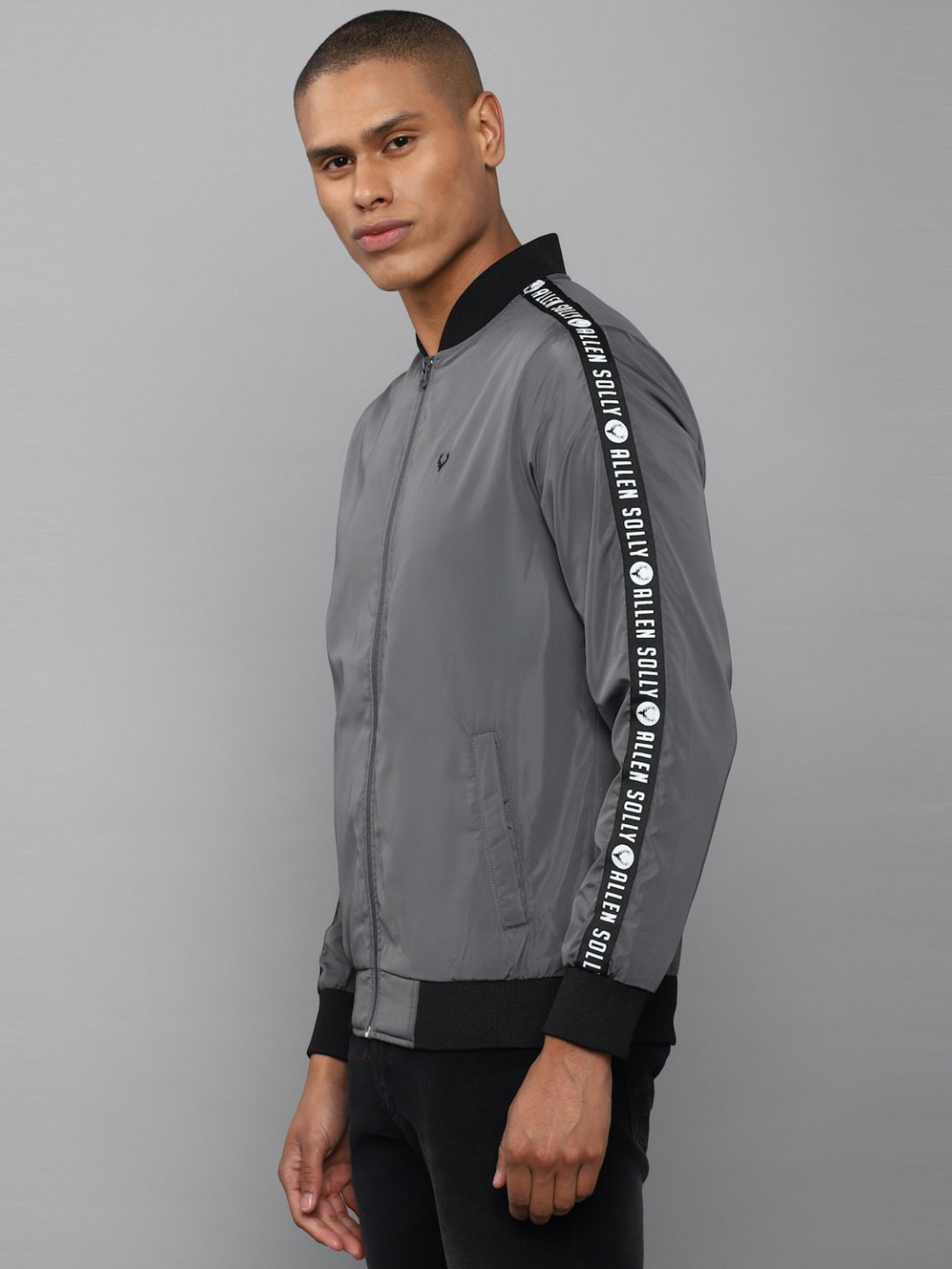 Buy ALLEN SOLLY Mens Full Sleeves Slim Fit Solid Jacket | Shoppers Stop