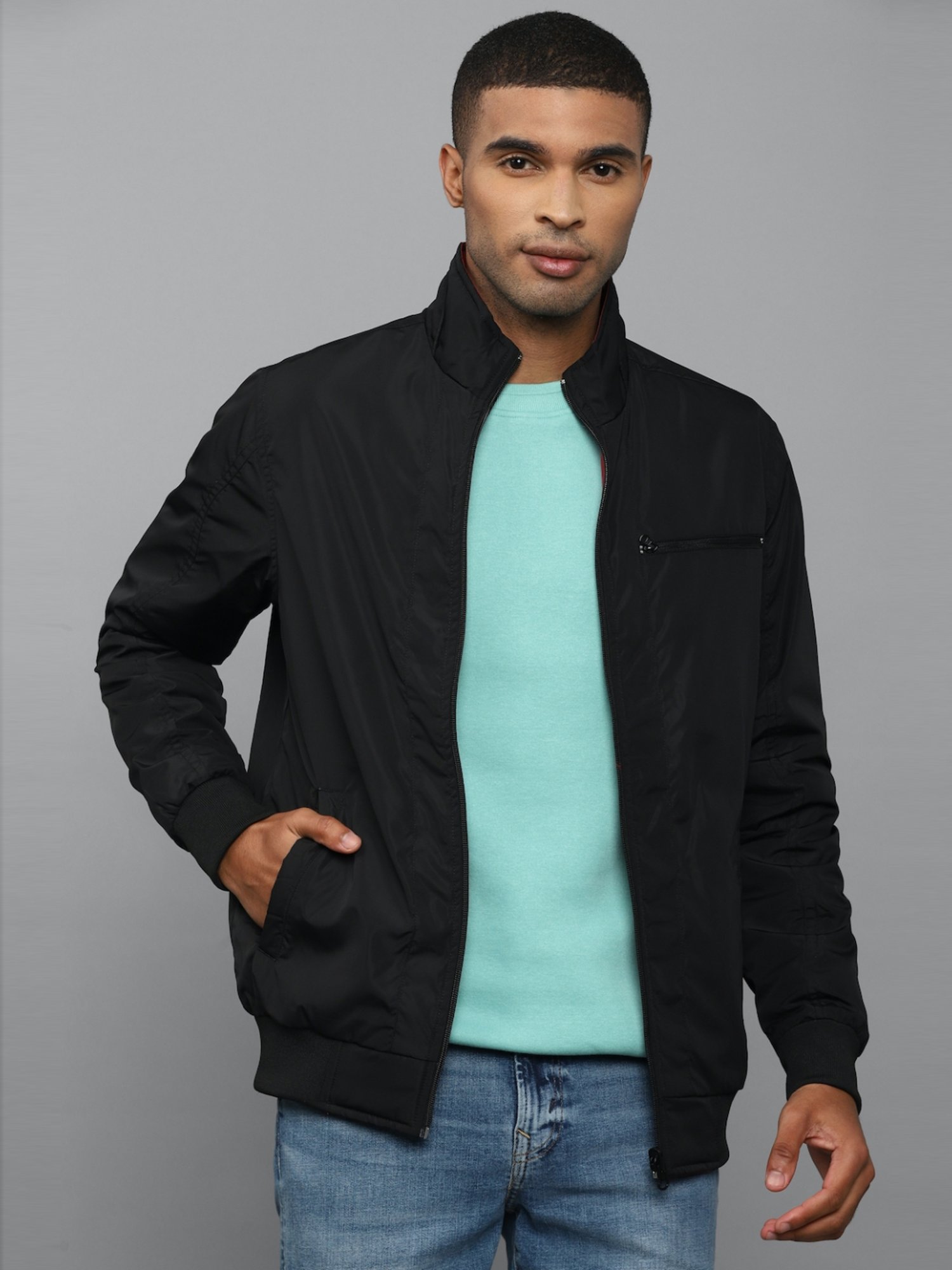 Allen Solly Sport Black Regular Fit Reversible Jacket