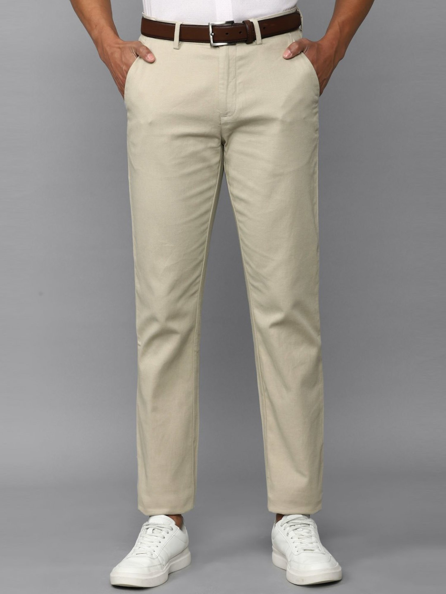 Buy Allen Solly Beige Cotton Regular Fit Trousers for Mens Online  Tata  CLiQ