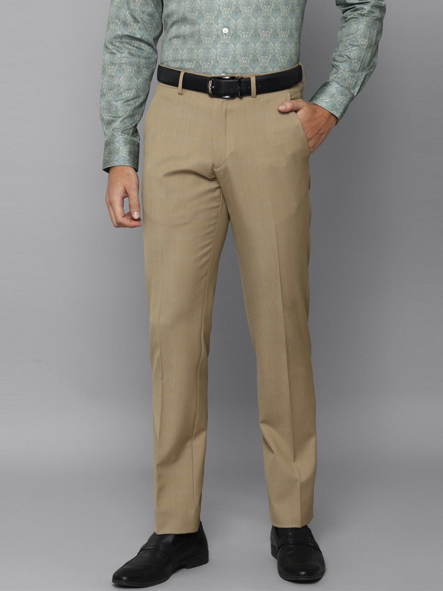 Buy Louis Philippe Men Khaki Regular Fit Solid Formal Trousers  Trousers  for Men 8295523  Myntra
