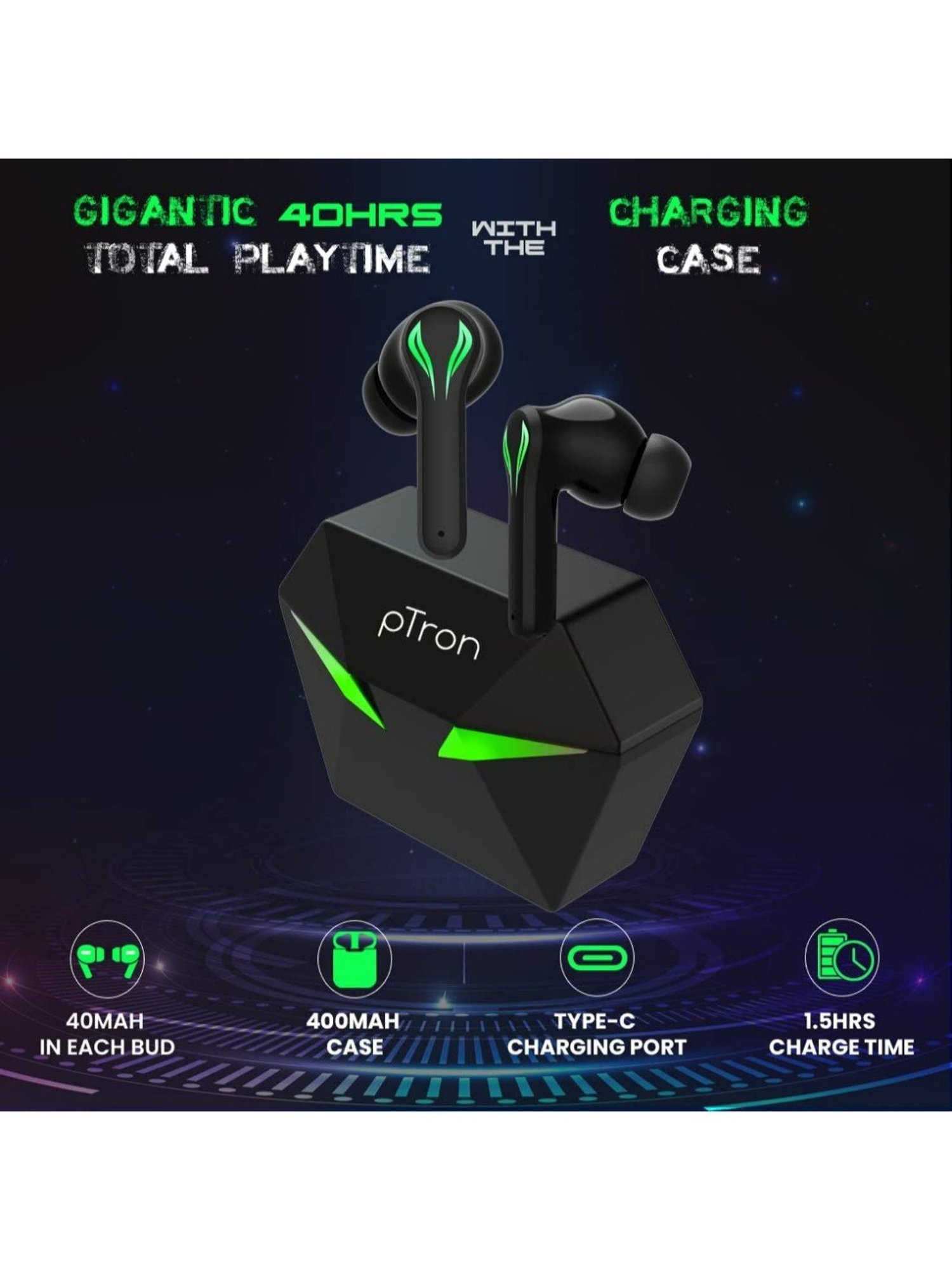 Ptron bassbuds pro online charging time