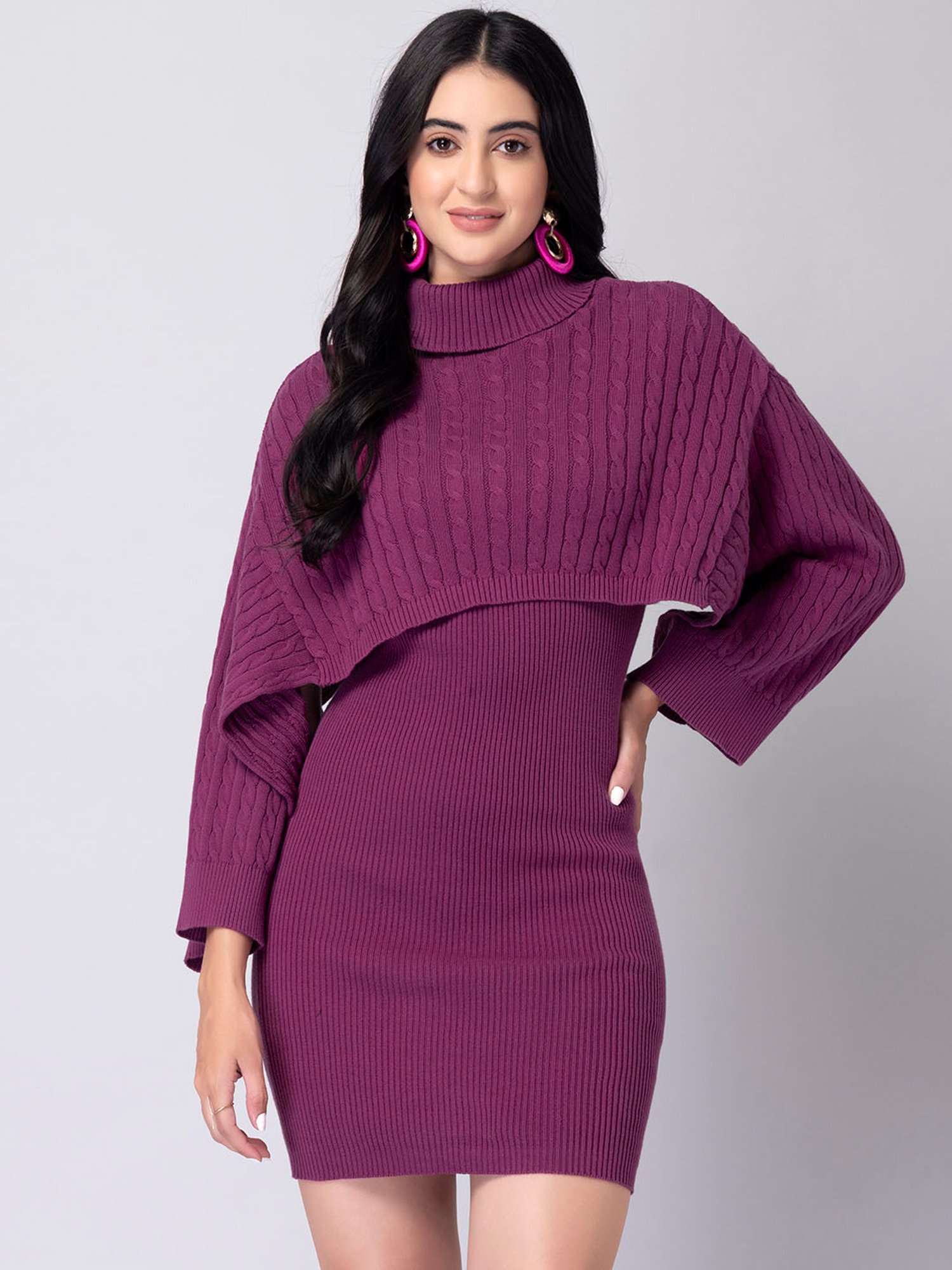 strapless open back dress Yani Purple Sweater Dress