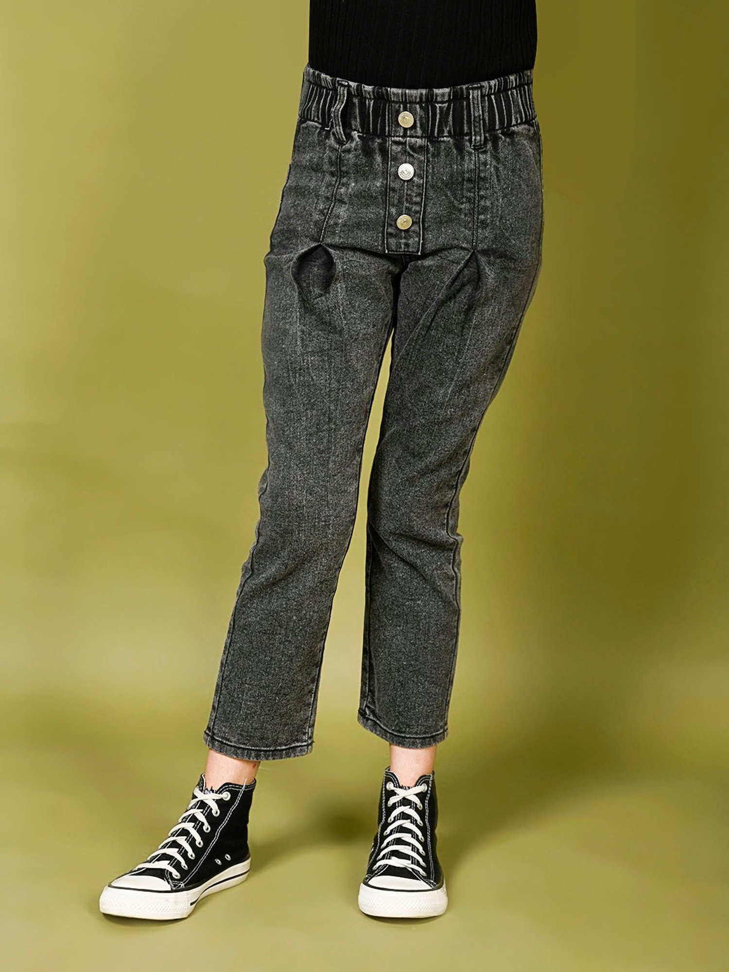 Buy Lilpicks Girls Solid Joggers Style Denim Jeans Pant Online at