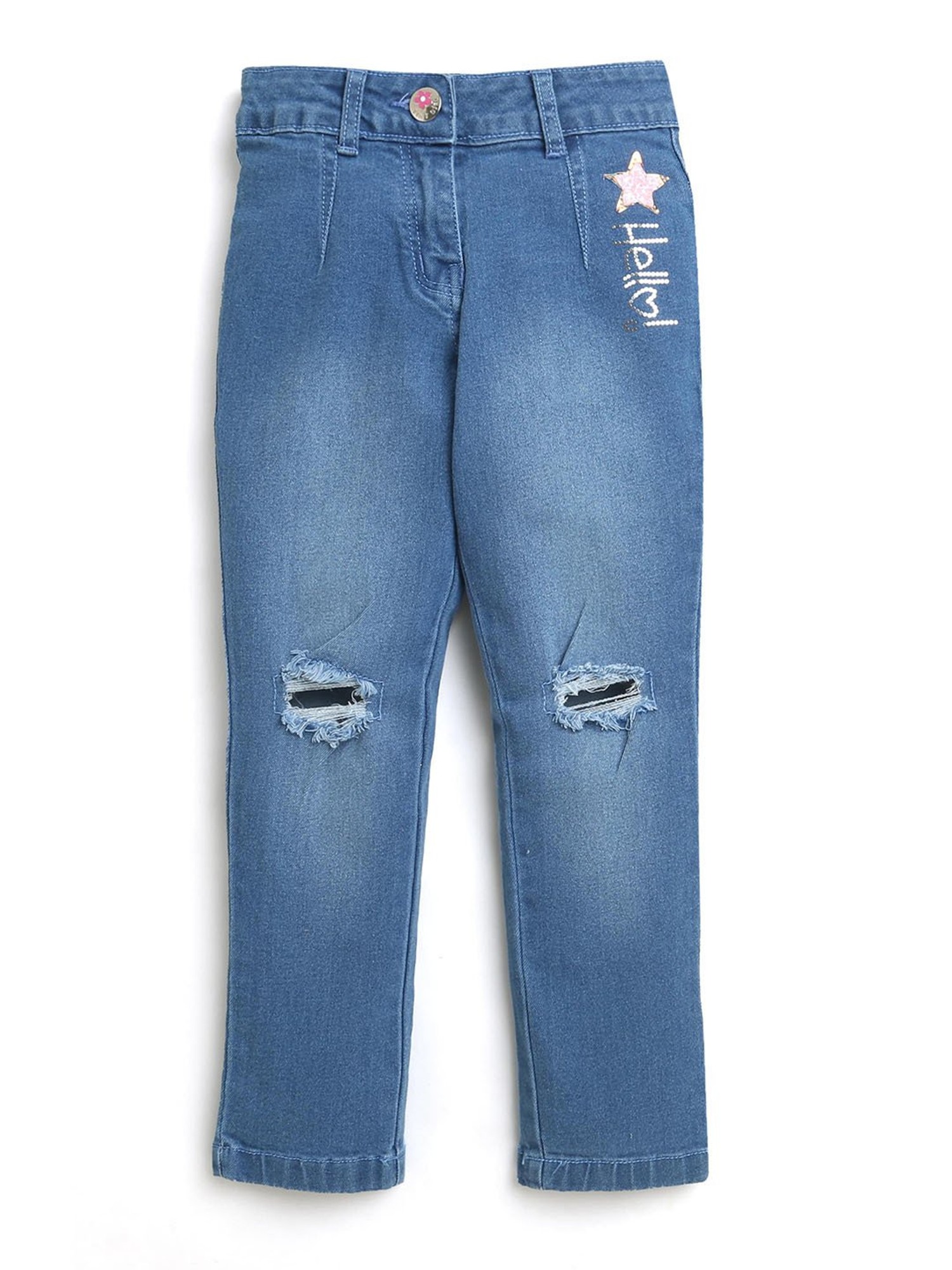 Ribbon Design Ripped Jeans Girls Fashion Denim Pants - Chubibi-nextbuild.com.vn