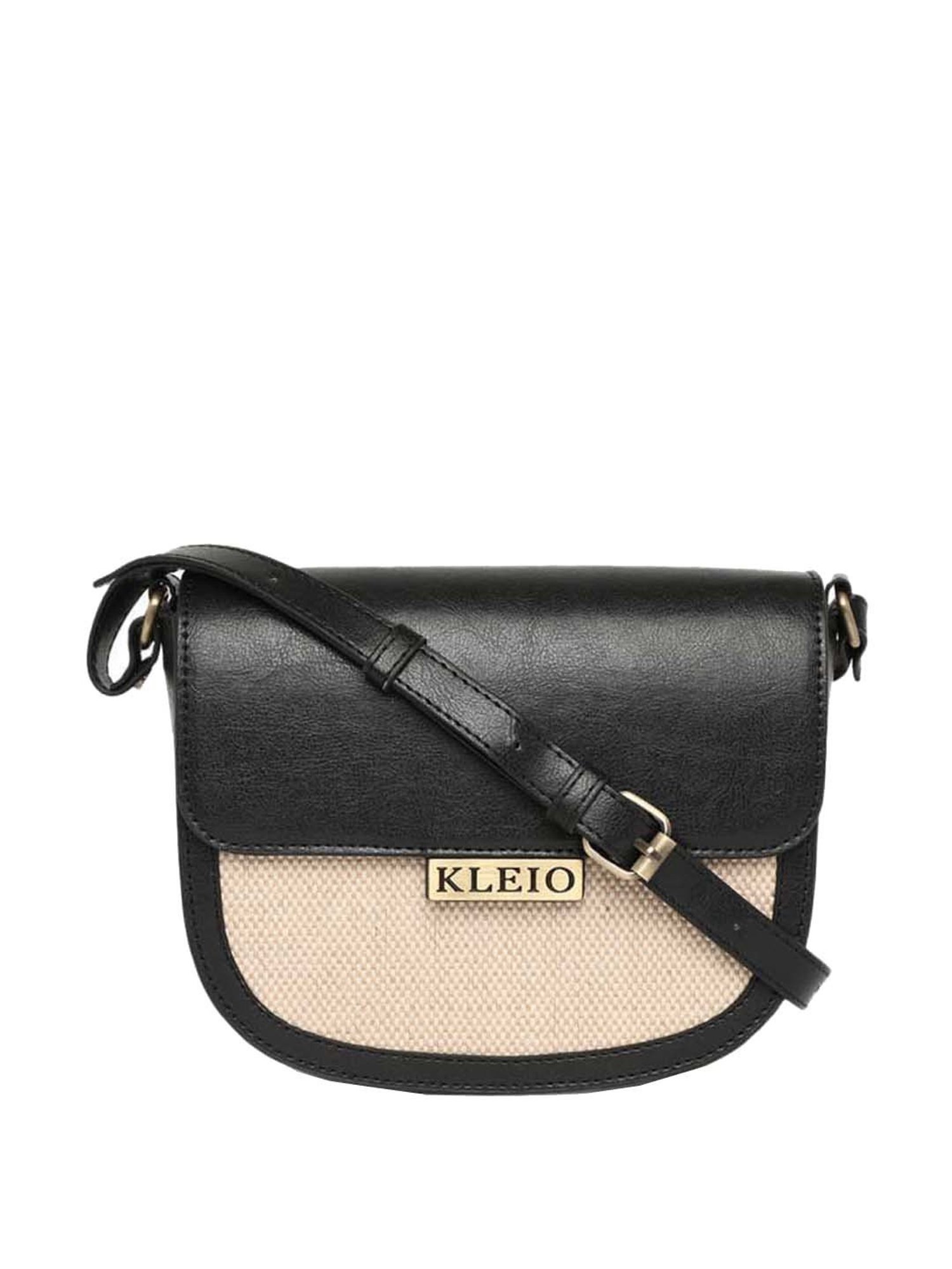 Buy KLEIO Black Textured Medium Sling Handbag Online At Best Price