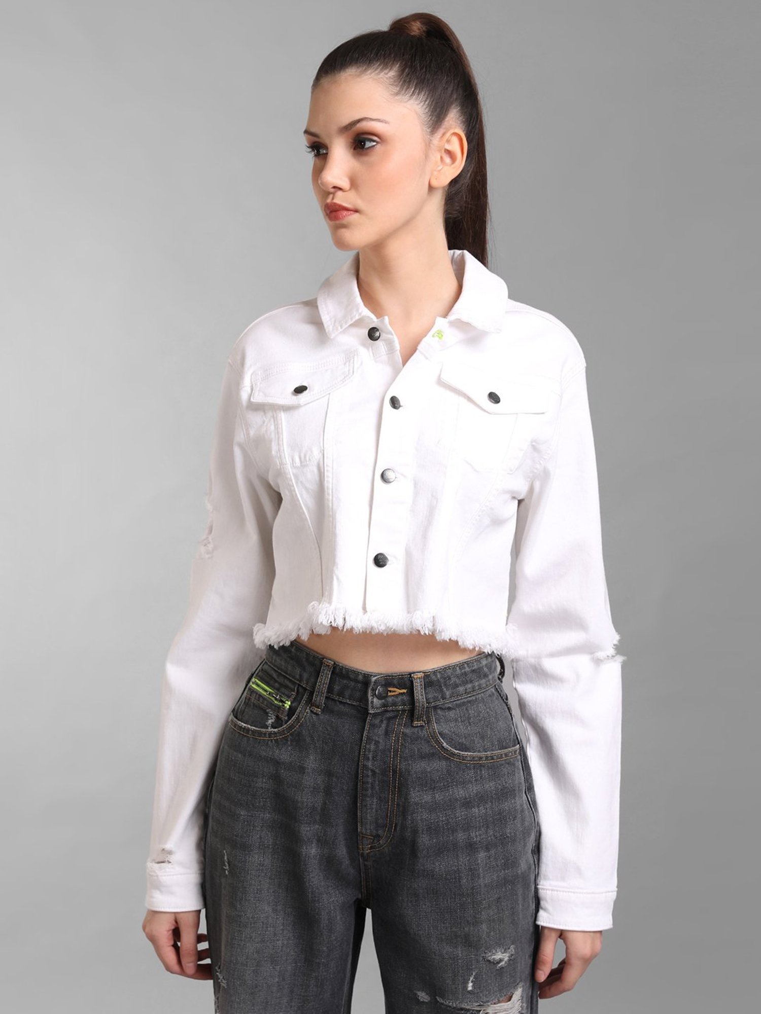 Buy Tokyo Talkies White Regular Fit Denim Jacket for Women Online at Rs.739  - Ketch