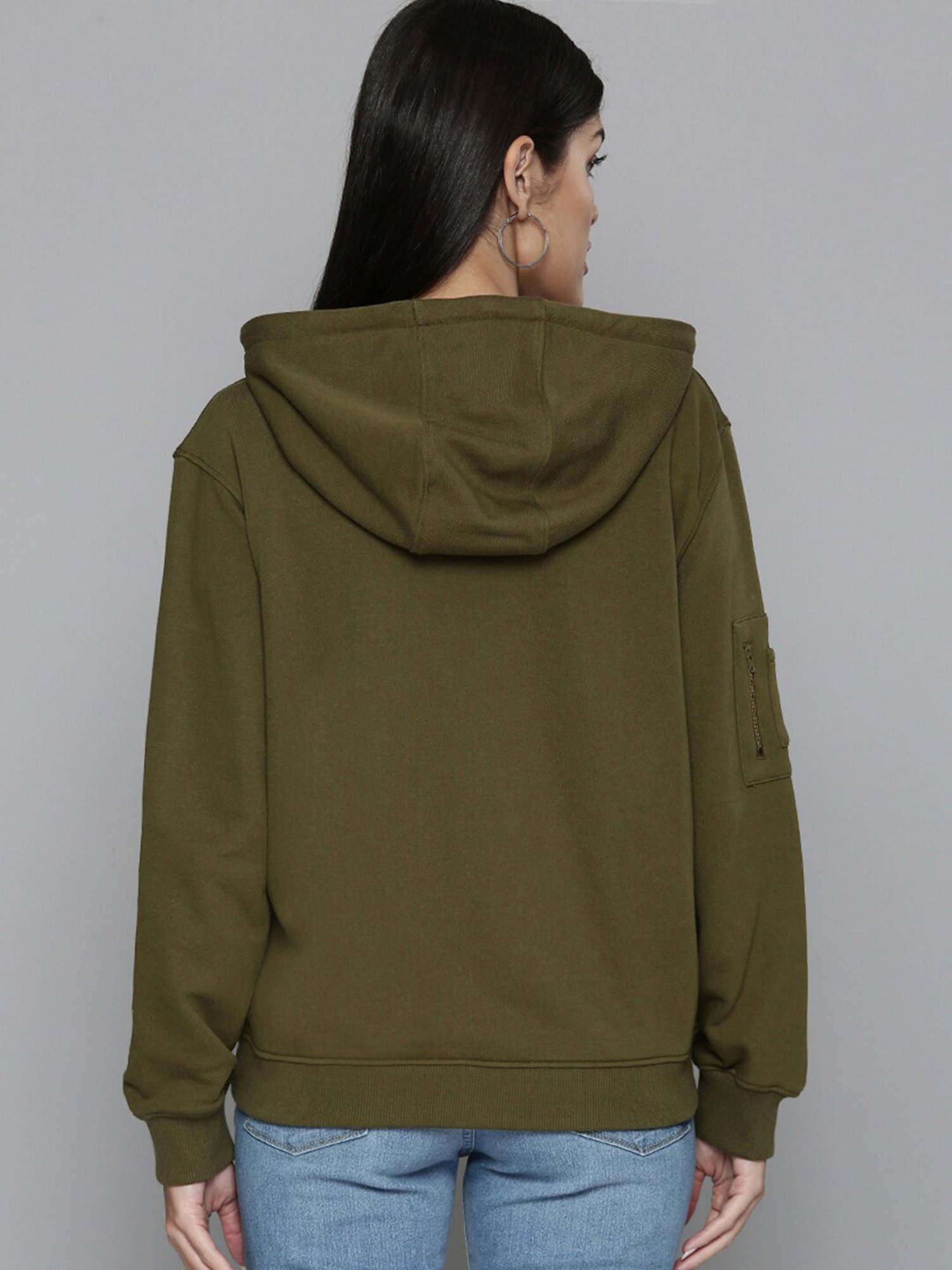 Olive green cheap zip up hoodie