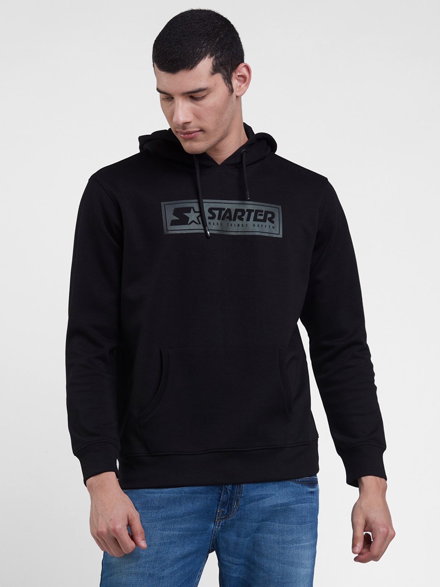 Starter black cheap label hoodie