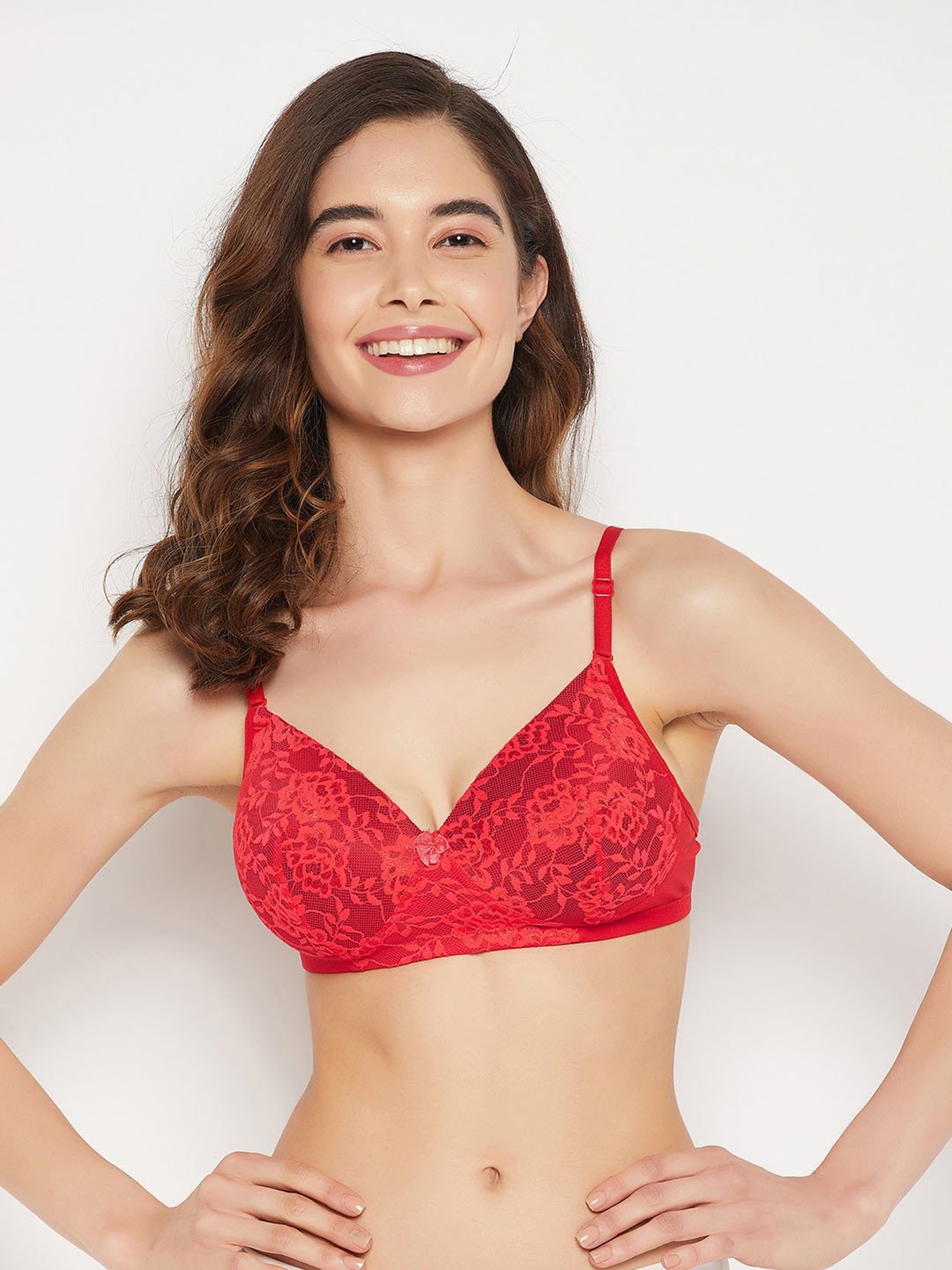 Buy online Red Solid T-shirt Bra from lingerie for Women by Clovia for ₹439  at 63% off