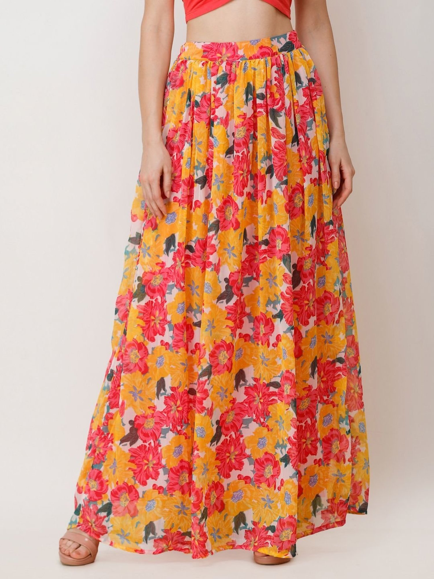 Buy BTFBM Women 2023 Spring Summer Floral Long Skirts Casual Elastic High  Waist Pleated Swing A Line Boho Beach Maxi Skirt Floral Dark Blue Small  at Amazonin
