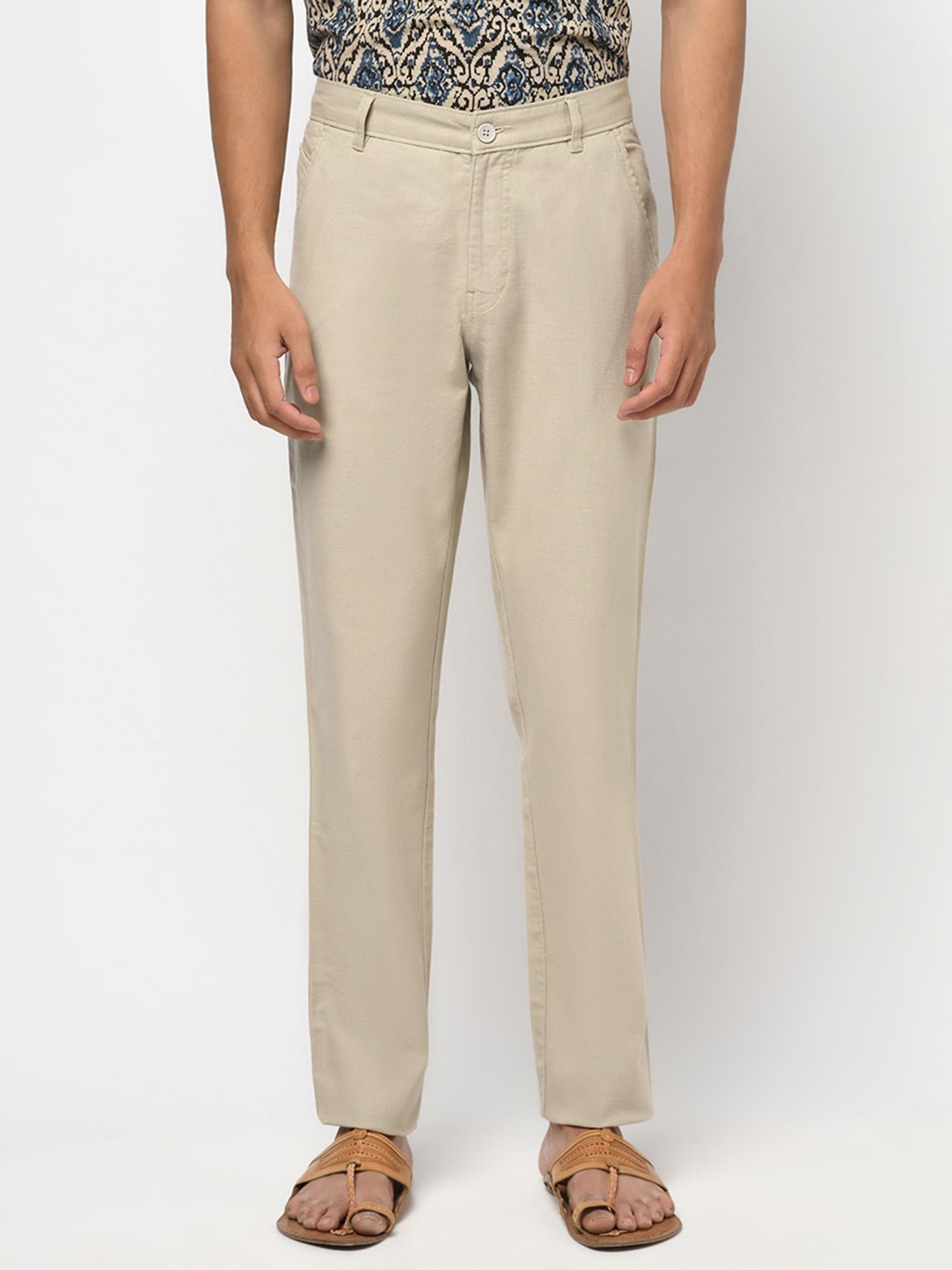 Buy Brown Cotton Slim Fit Pants for Men Online at Fabindia | 20169524