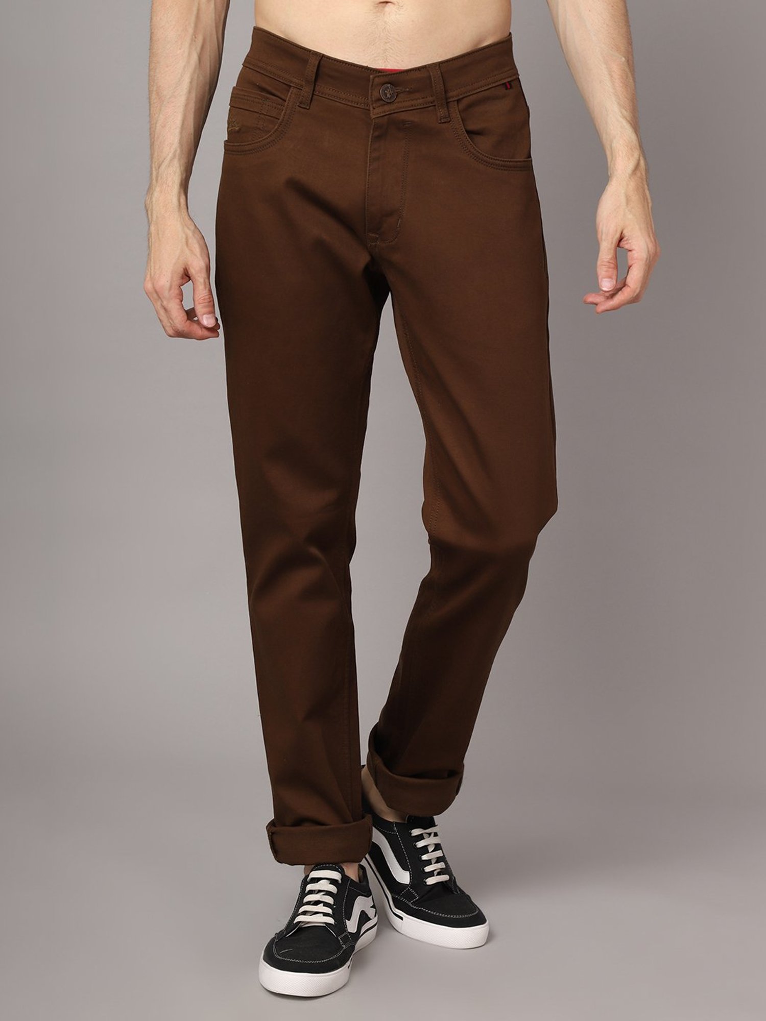 Brown Straight Fit Stretch Canvas Pant – JACHS NY