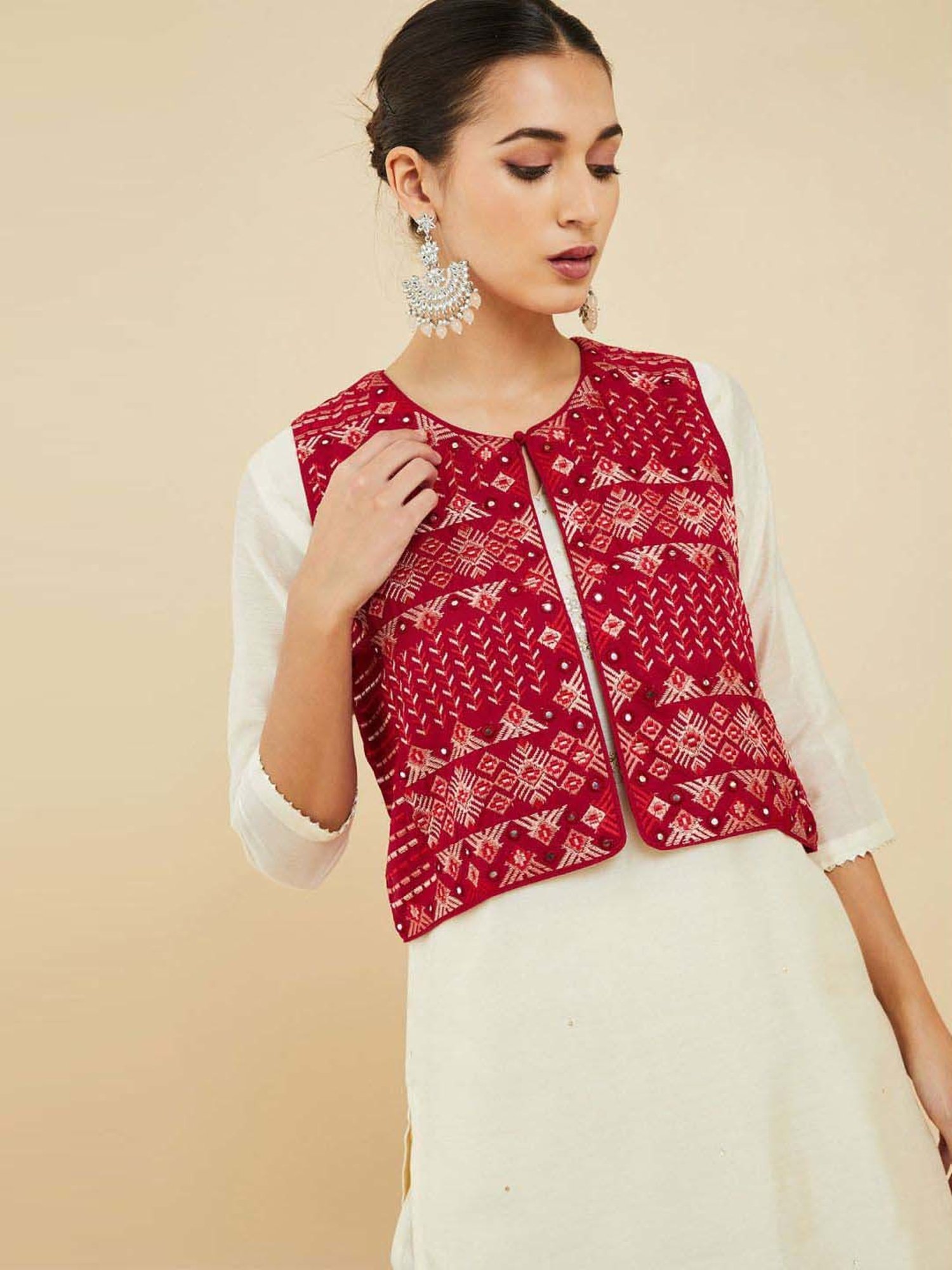 Red 2025 ethnic jacket