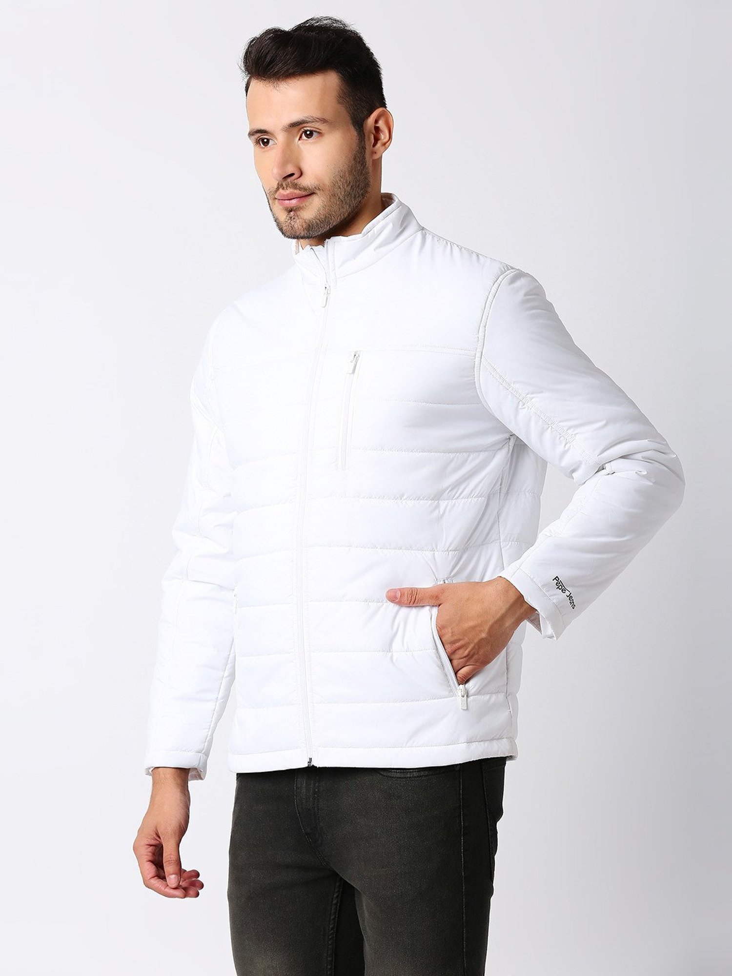 White Solid Casual Full Sleeves Turtle Neck Men Regular Fit Jacket -  Selling Fast at Pantaloons.com