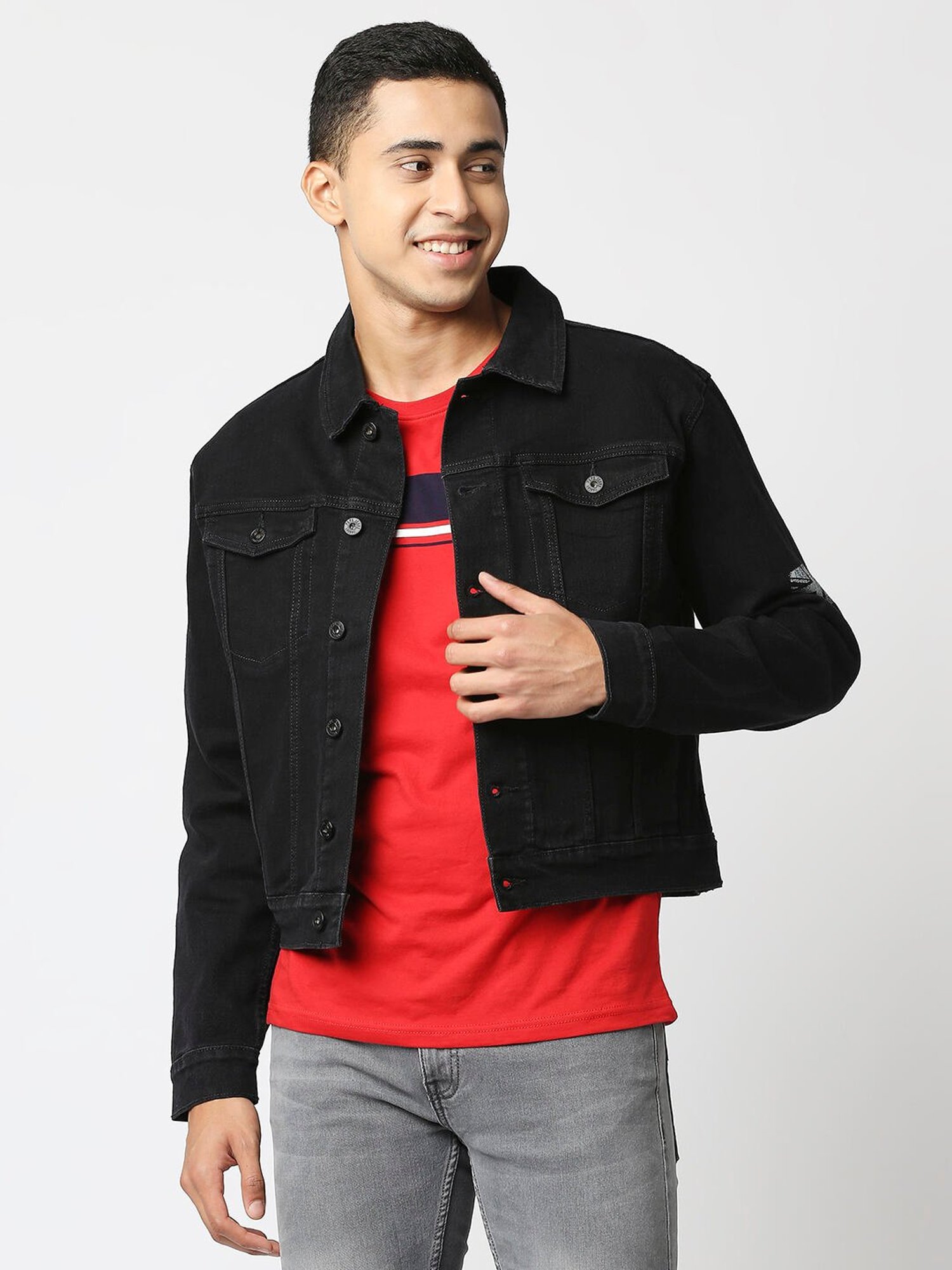 Buy Pepe Jeans Black Regular Fit Denim Jacket for Men's Online