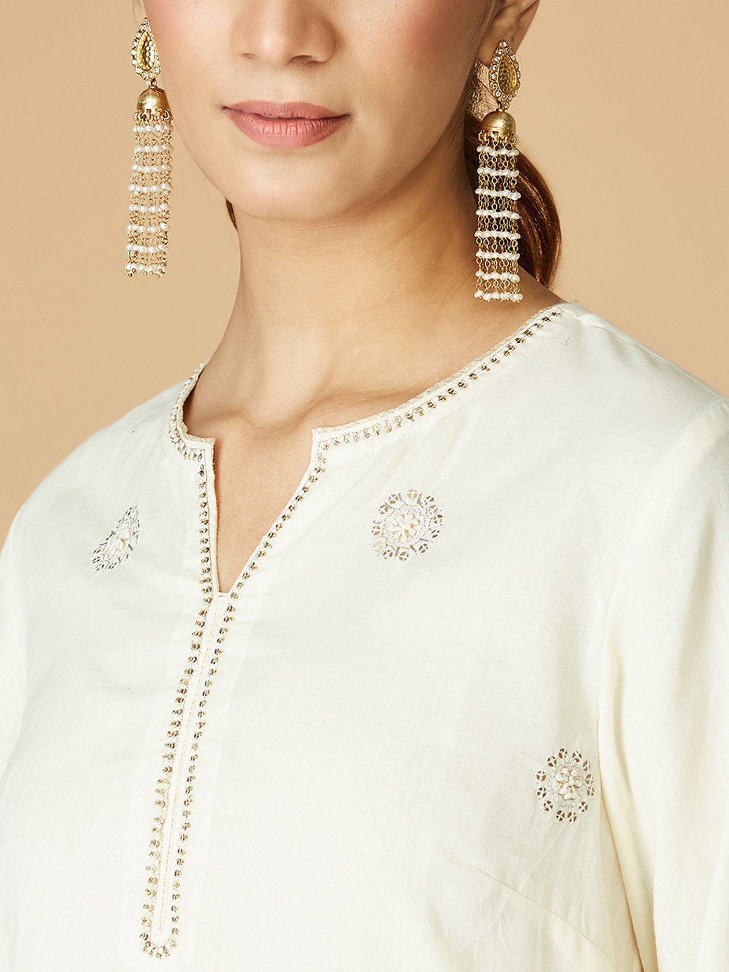 Buy Cotton Silk Printed Long Kurta for Women Online at Fabindia | 10694794