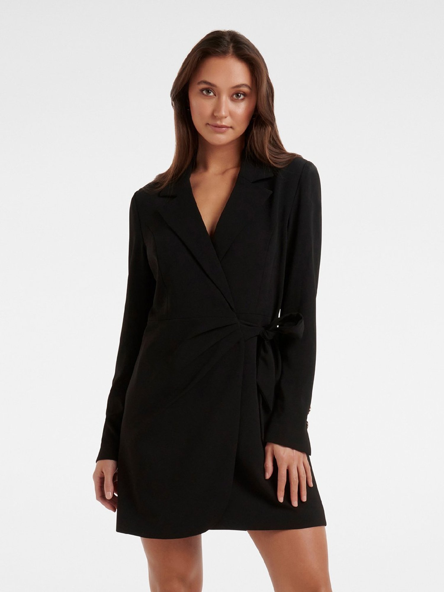 DKNY Surplice V-Neck Short Puffed Sleeve Twisted Waist Stretch Faux Wrap  Dress | Dillard's