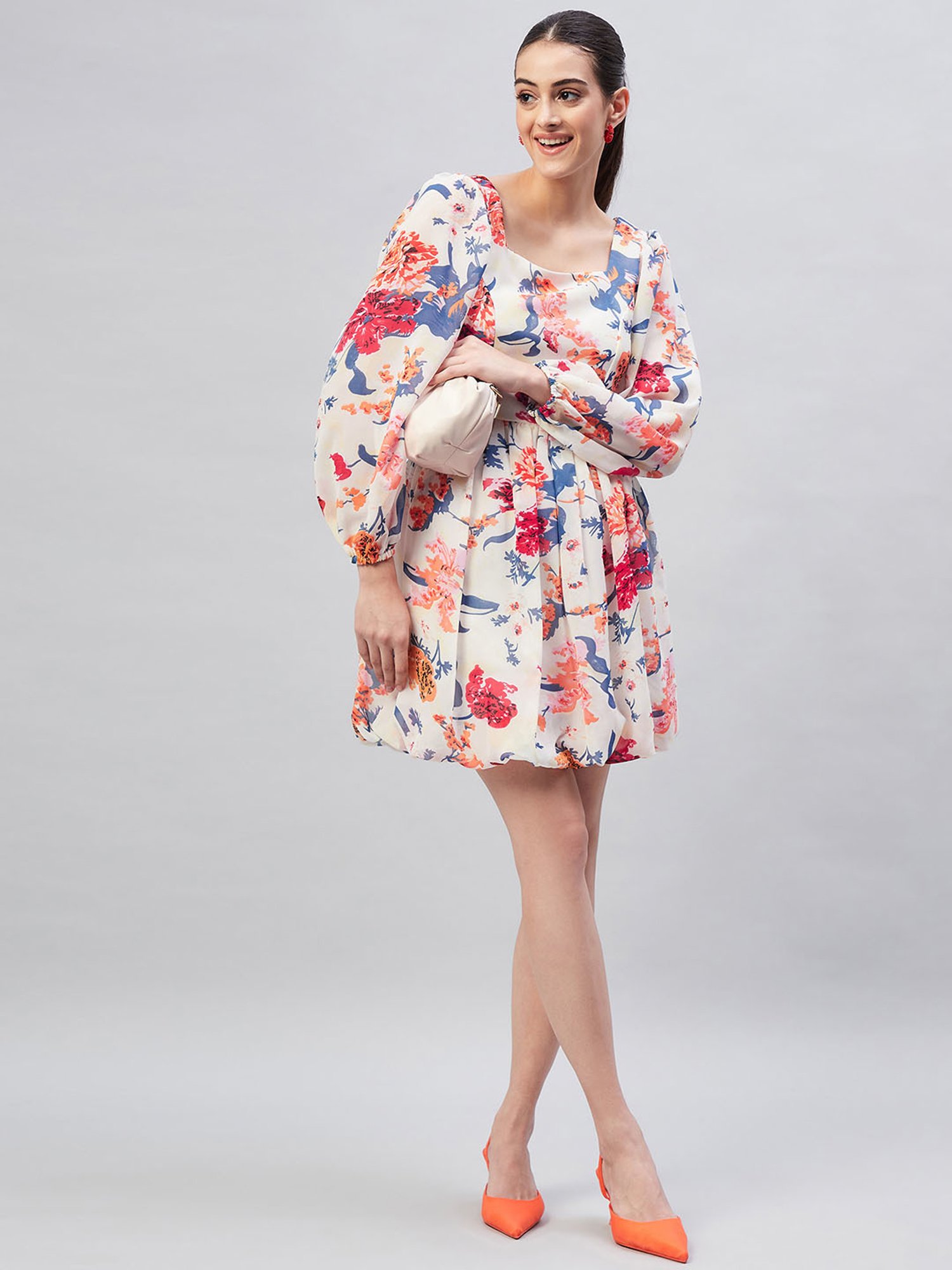 Buy Rare Multicolor Floral Print Puff Fit & Flare Dress for Women Online @  Tata CLiQ