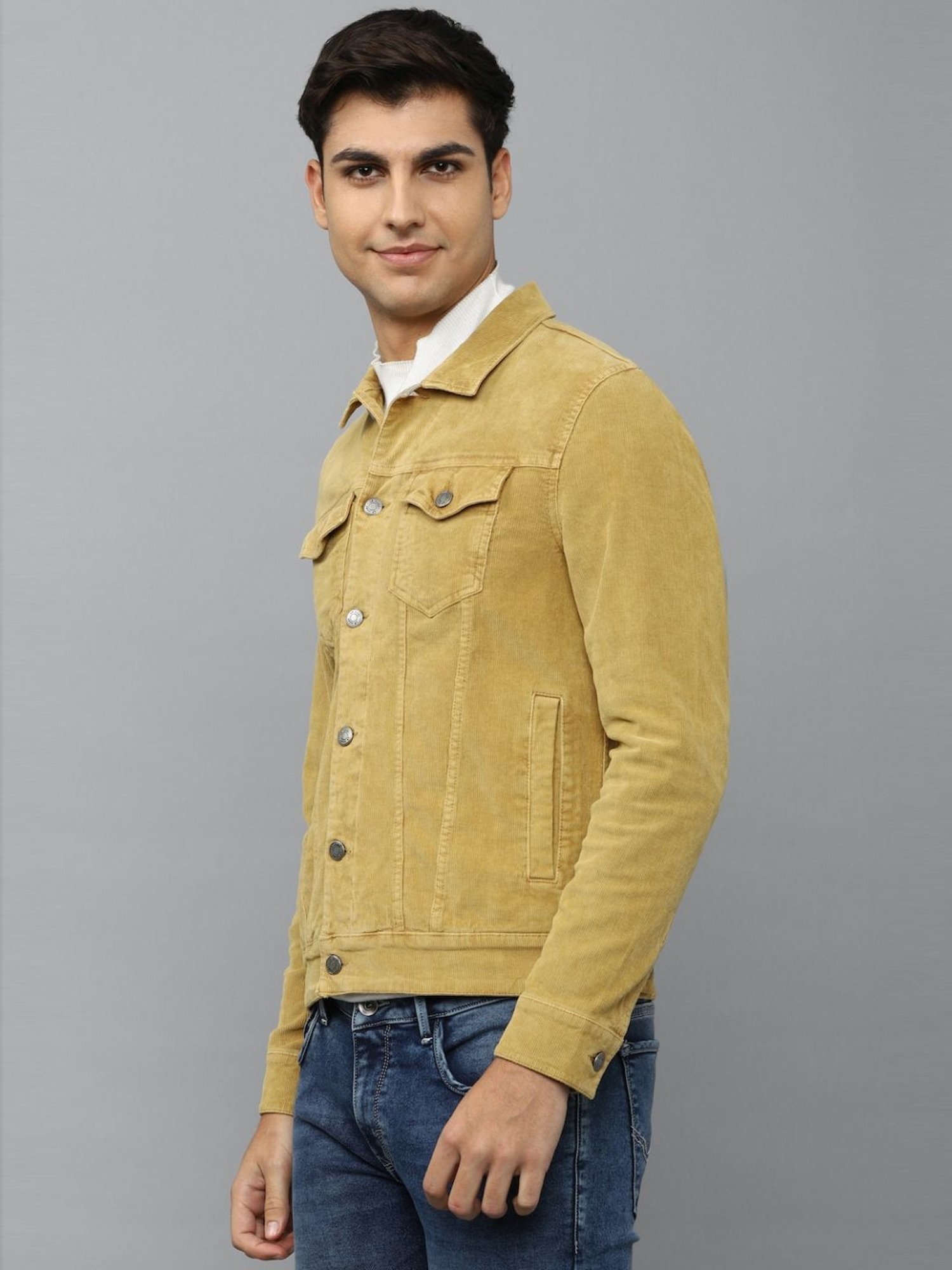 Buy Louis Philippe Beige Cotton Slim Fit Denim Jacket for Mens Online @  Tata CLiQ