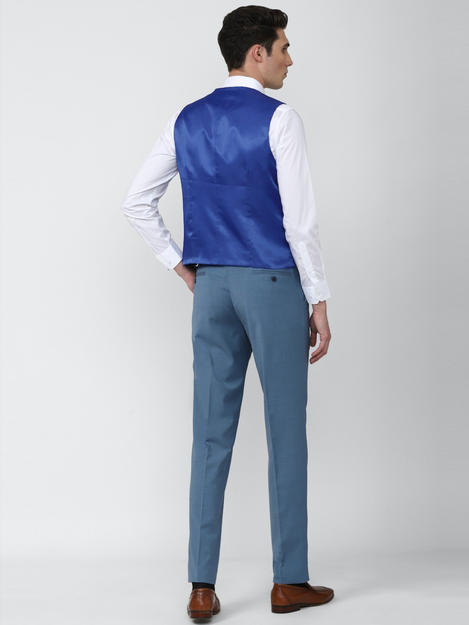 Buy Van Heusen Blue Slim Fit Three Piece Suits for Mens Online