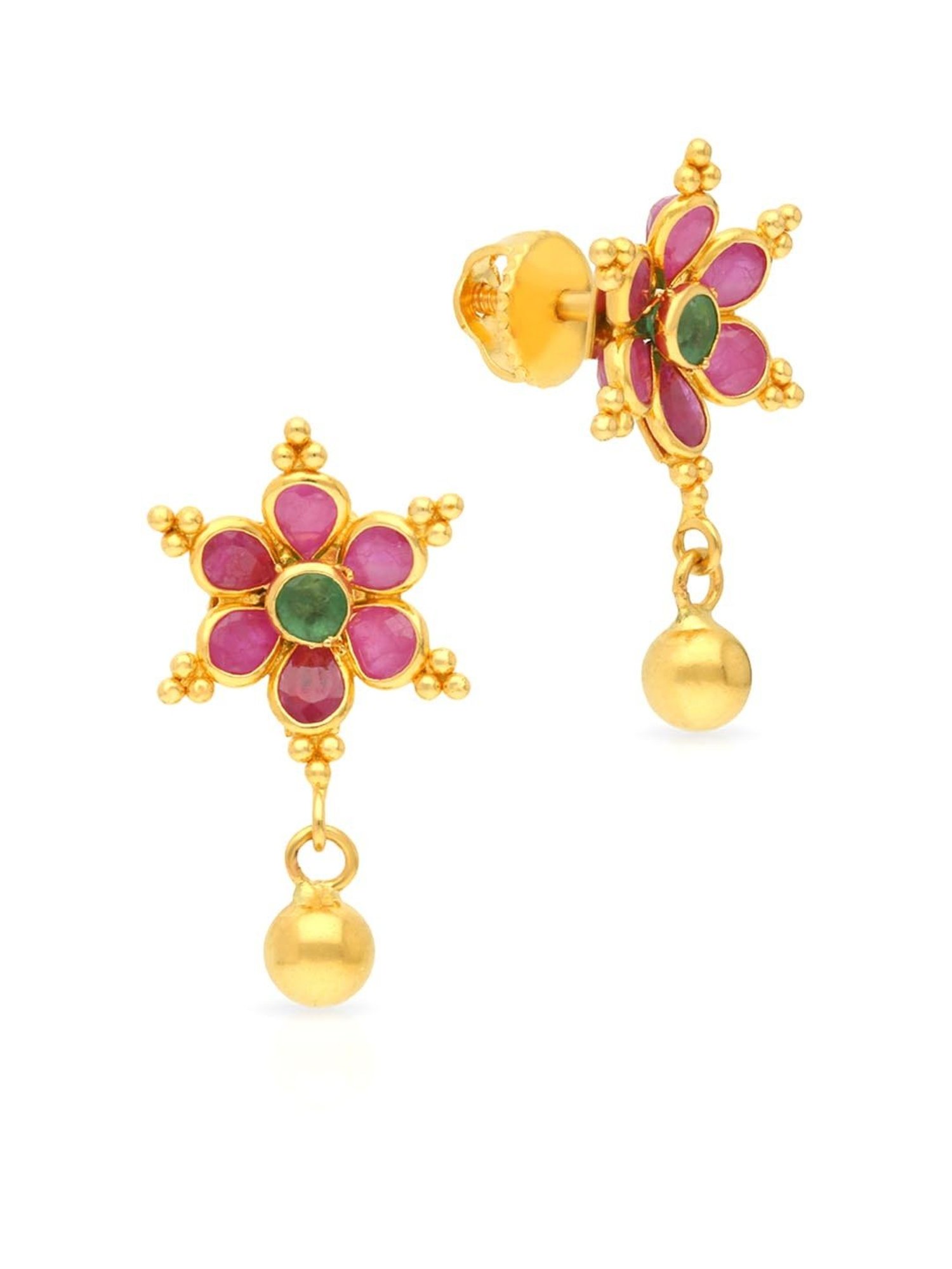 Shop Shimmering Floral Gold Earrings | Gold Earrings Designs for Women at  GRT Jewels