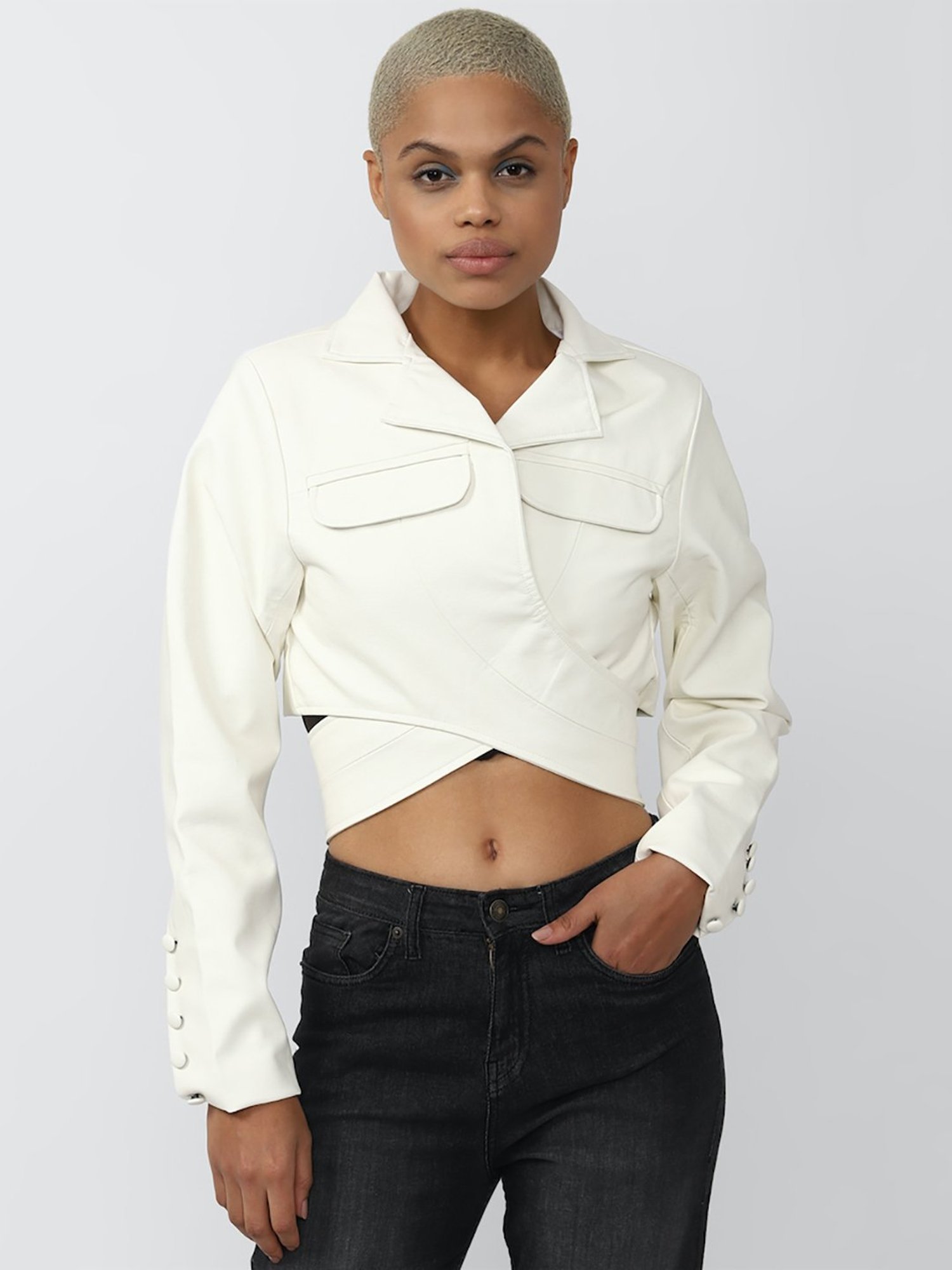 crop zipper(white) Jacket