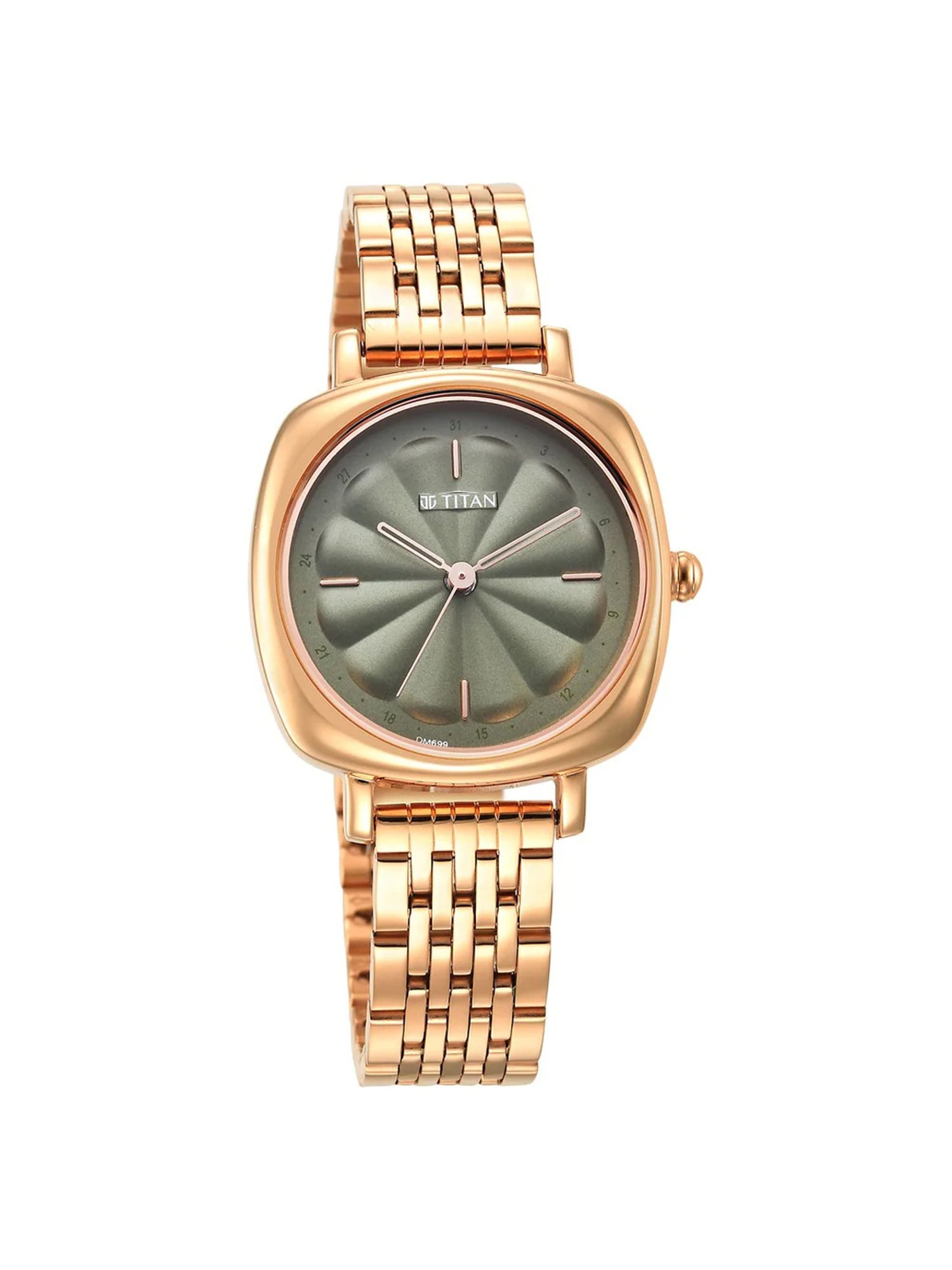 Titan 9710 metal hot sale oval watch