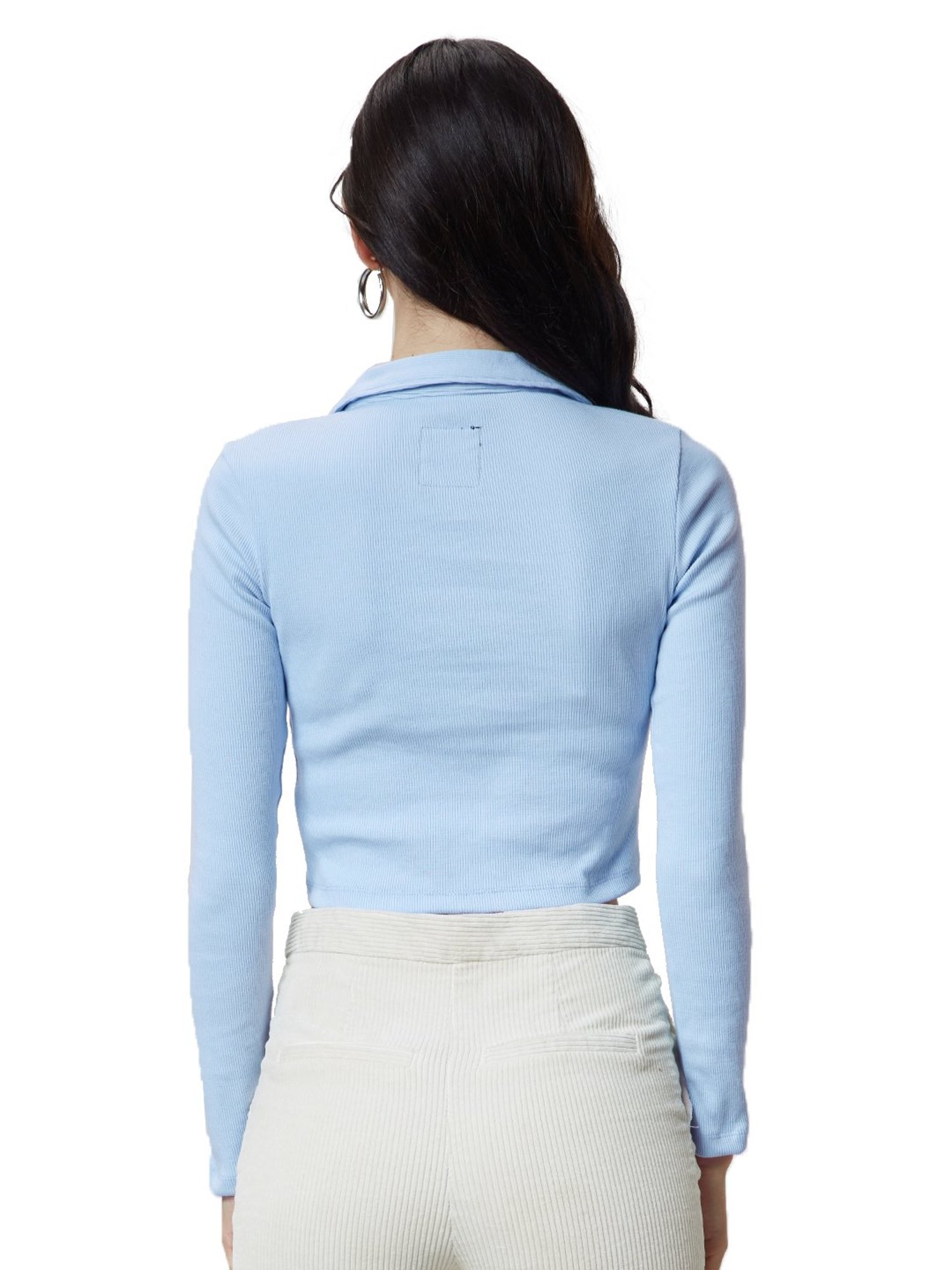 Lara Crop Top in Angel Sky Blue Mesh –