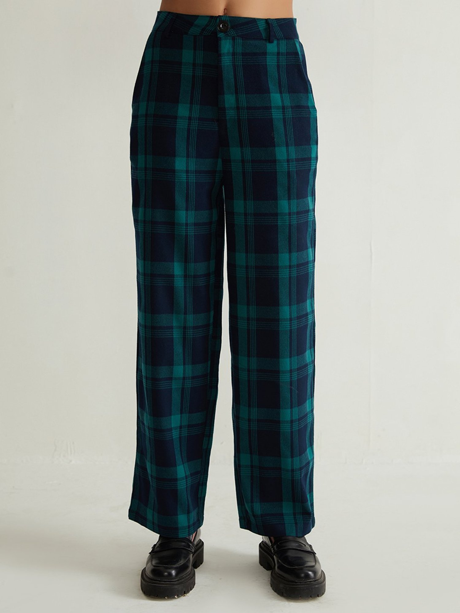 Buy Cover Story Green Check Regular Fit High Rise Trousers for Womens  Online  Tata CLiQ