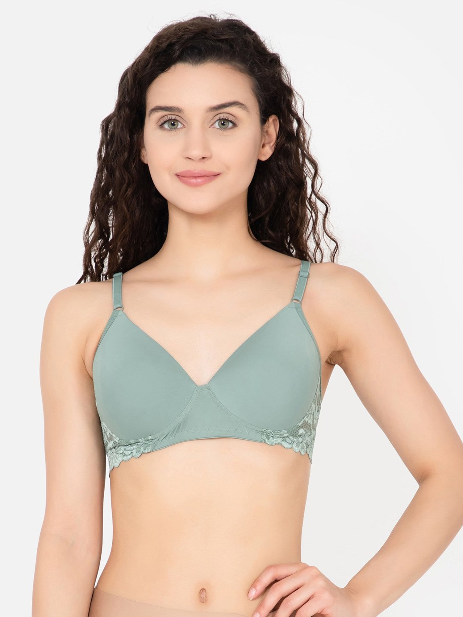 Buy Clovia Sage Green Full Coverage Non-Wired T-Shirt Bra for