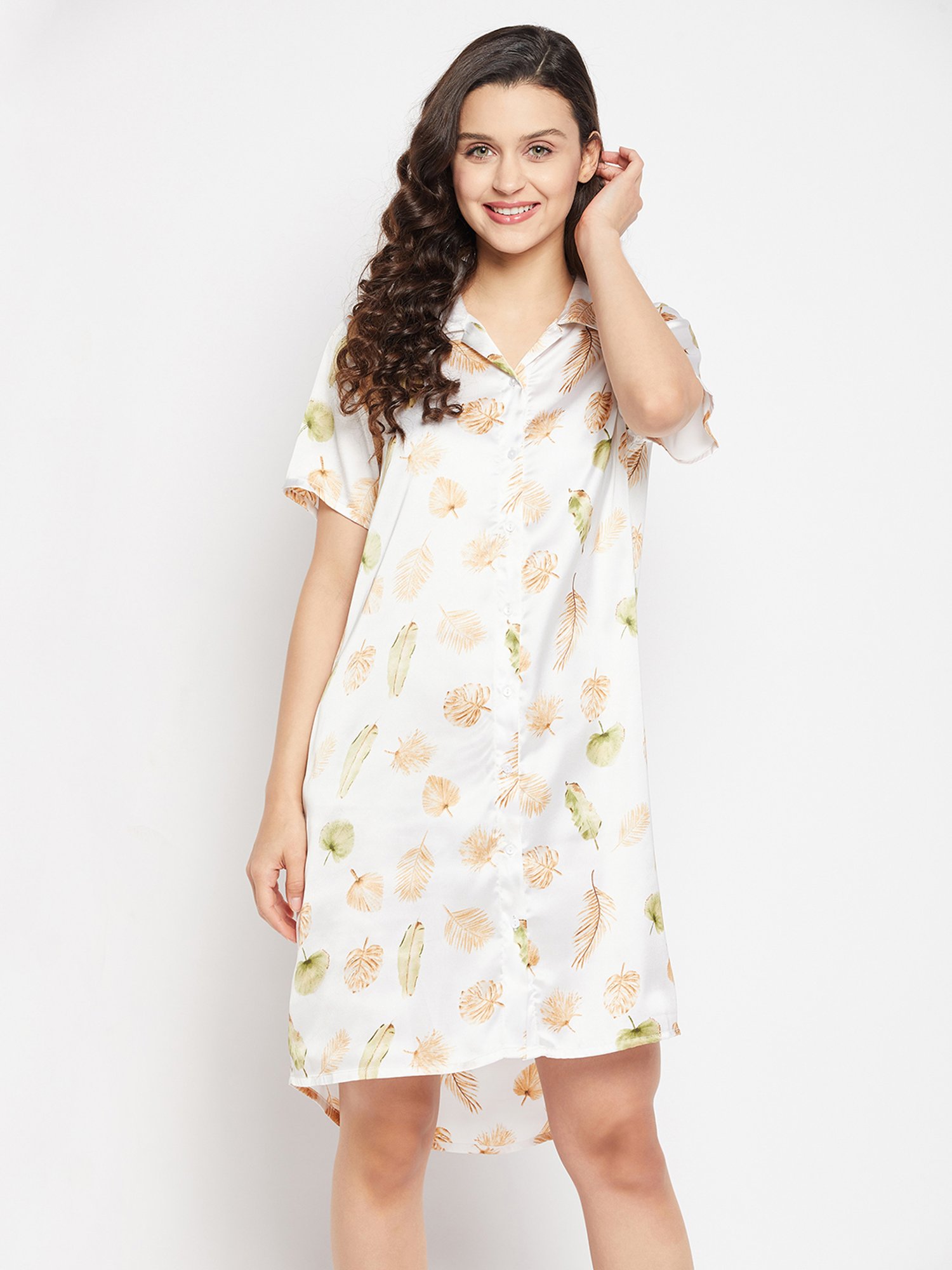 Buy Clovia Women's Satin Pretty Florals Short Night Dress & Robe Set  (NS1519P34_Peach_L) at Amazon.in