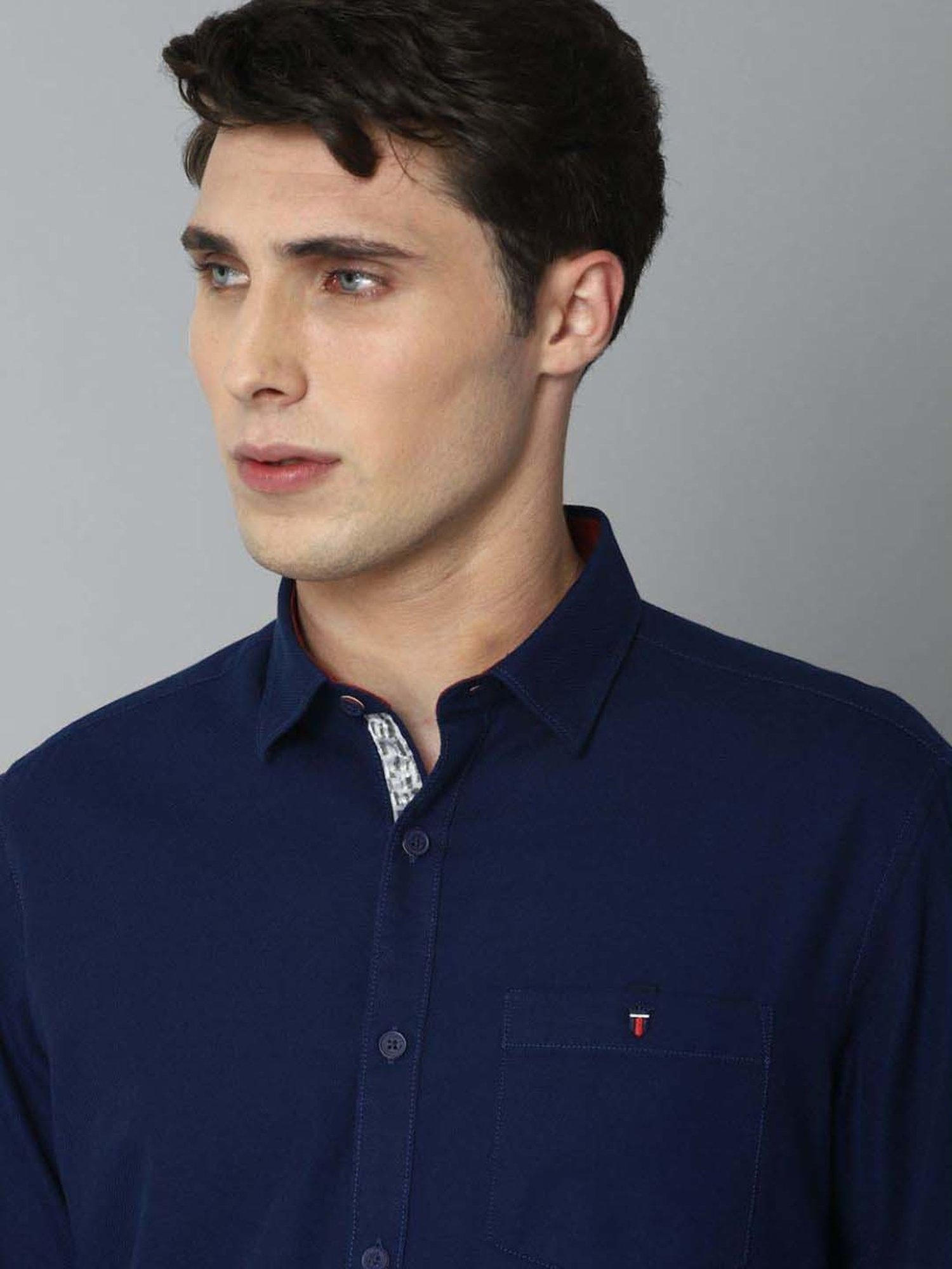 Buy Louis Philippe Sport Men Navy Blue Slim Fit Solid Casual Shirt - Shirts  for Men 9982873