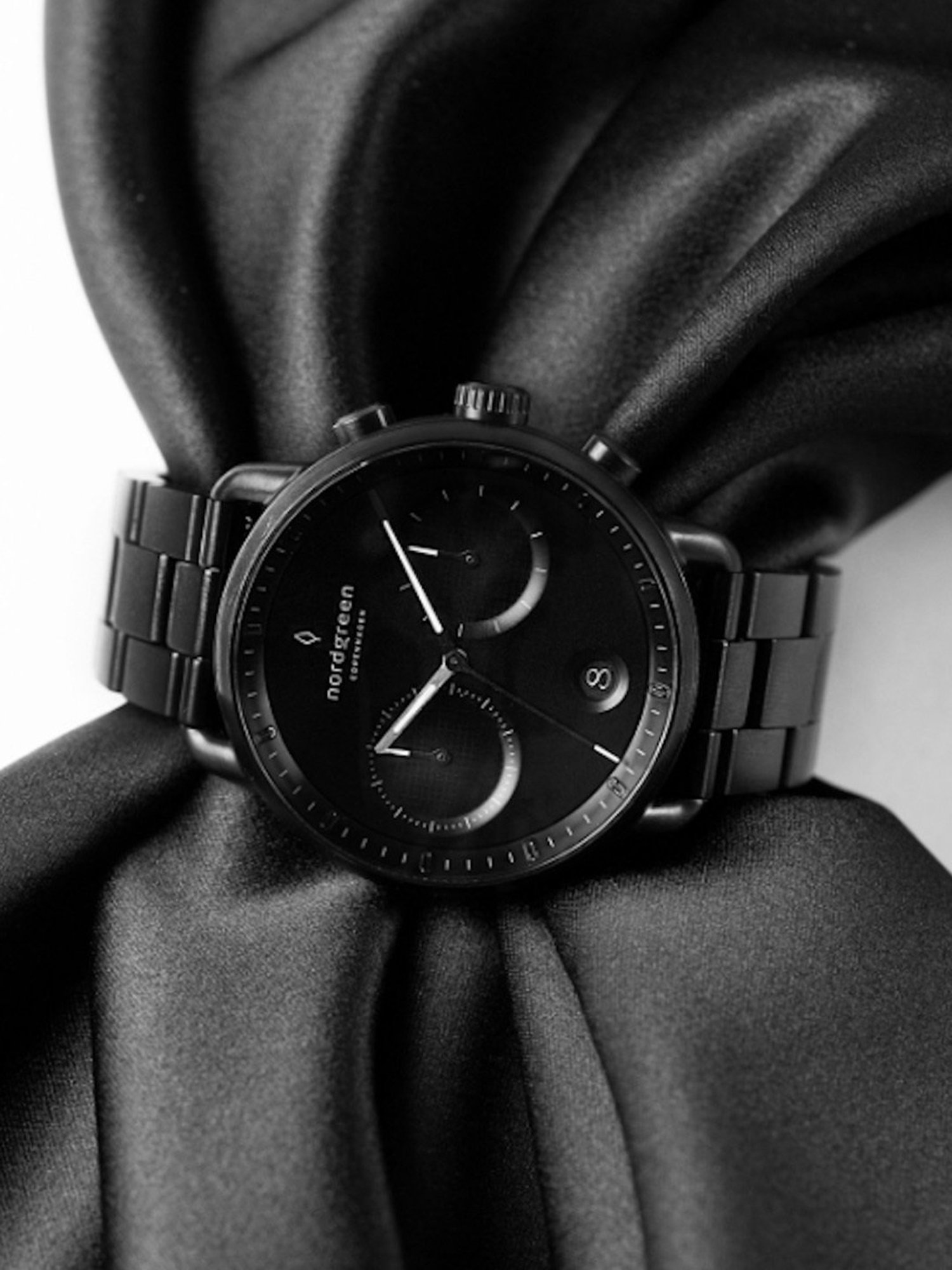 Up-Close: Nordgreen Pioneer Black Dial 3-Link Watch - FOOTBALL FASHION