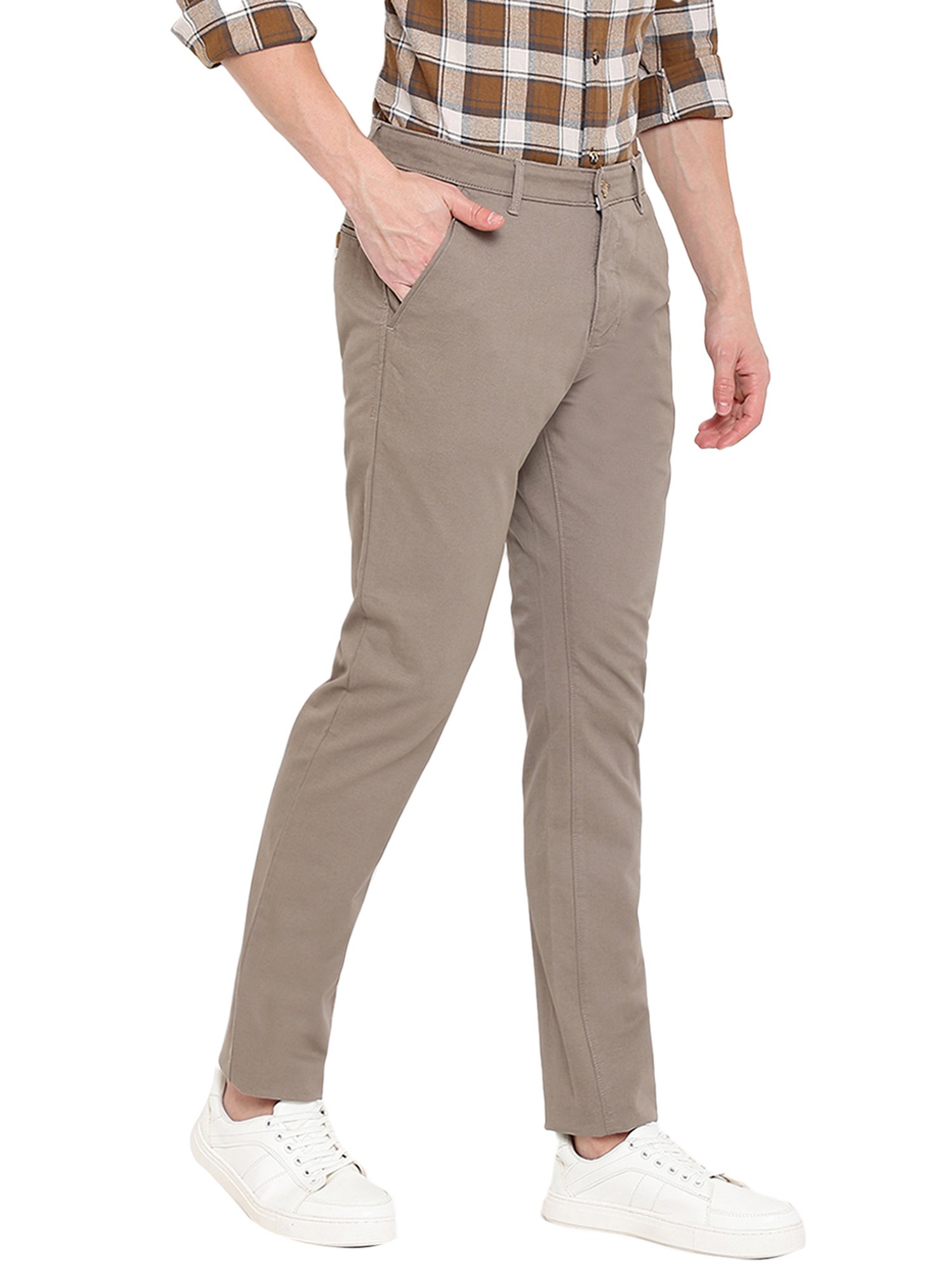 Buy Cantabil Khaki Regular Fit Flat Front Trousers for Men's Online @ Tata  CLiQ