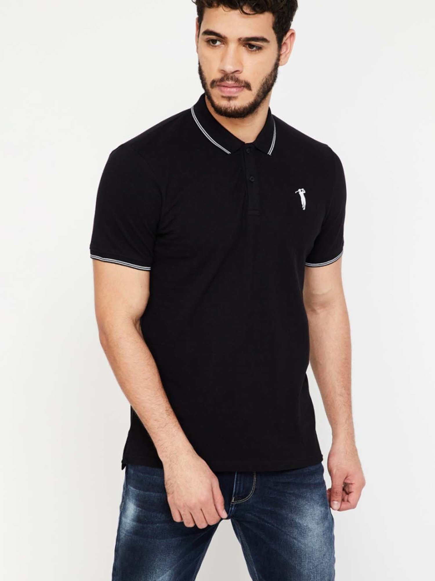 Buy BOSSINI Black Regular Fit Polo T Shirt for Mens Online Tata CLiQ