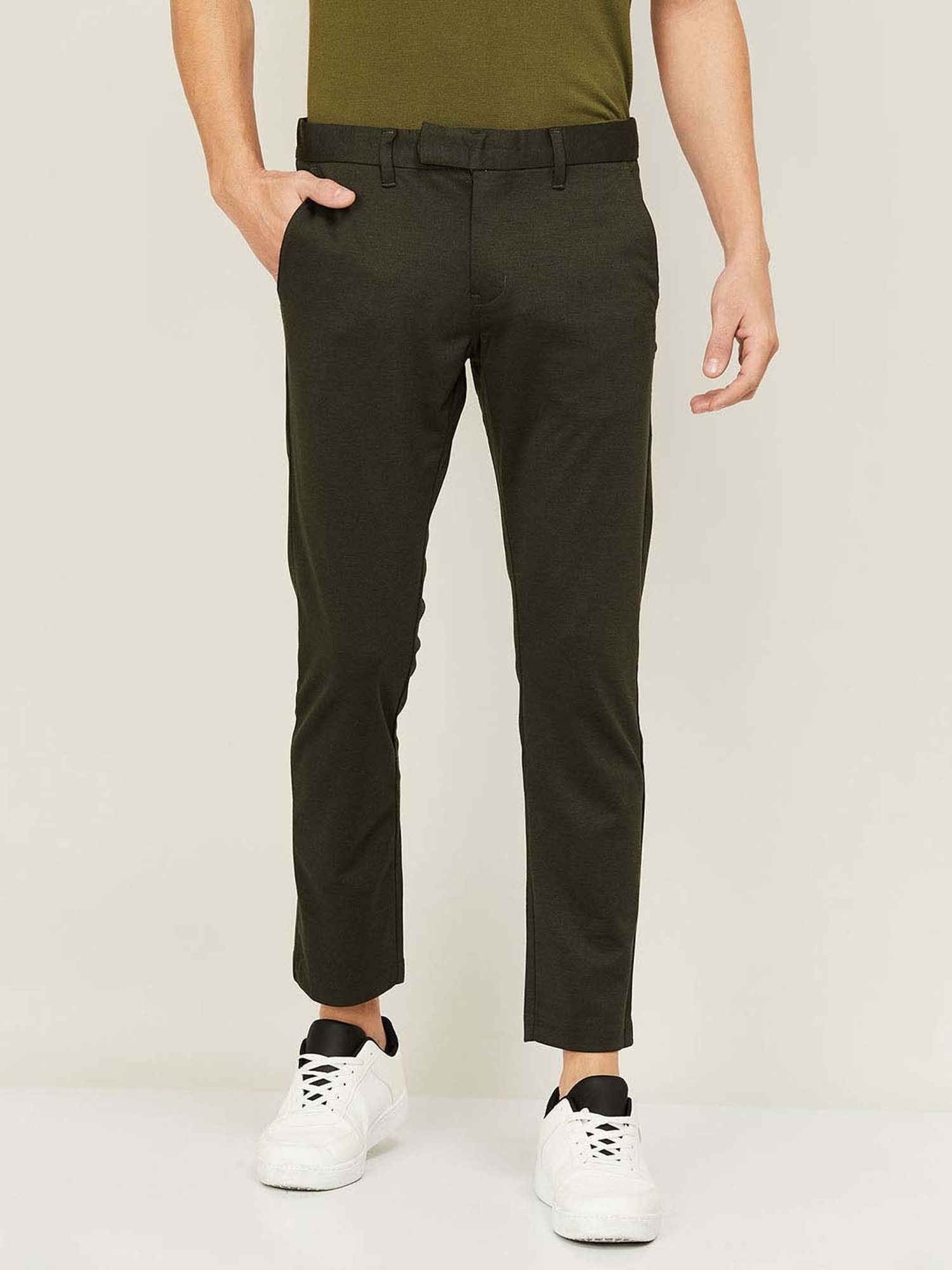 Buy BOSSINI Olive Green Regular Fit Trousers for Mens Online @ Tata CLiQ