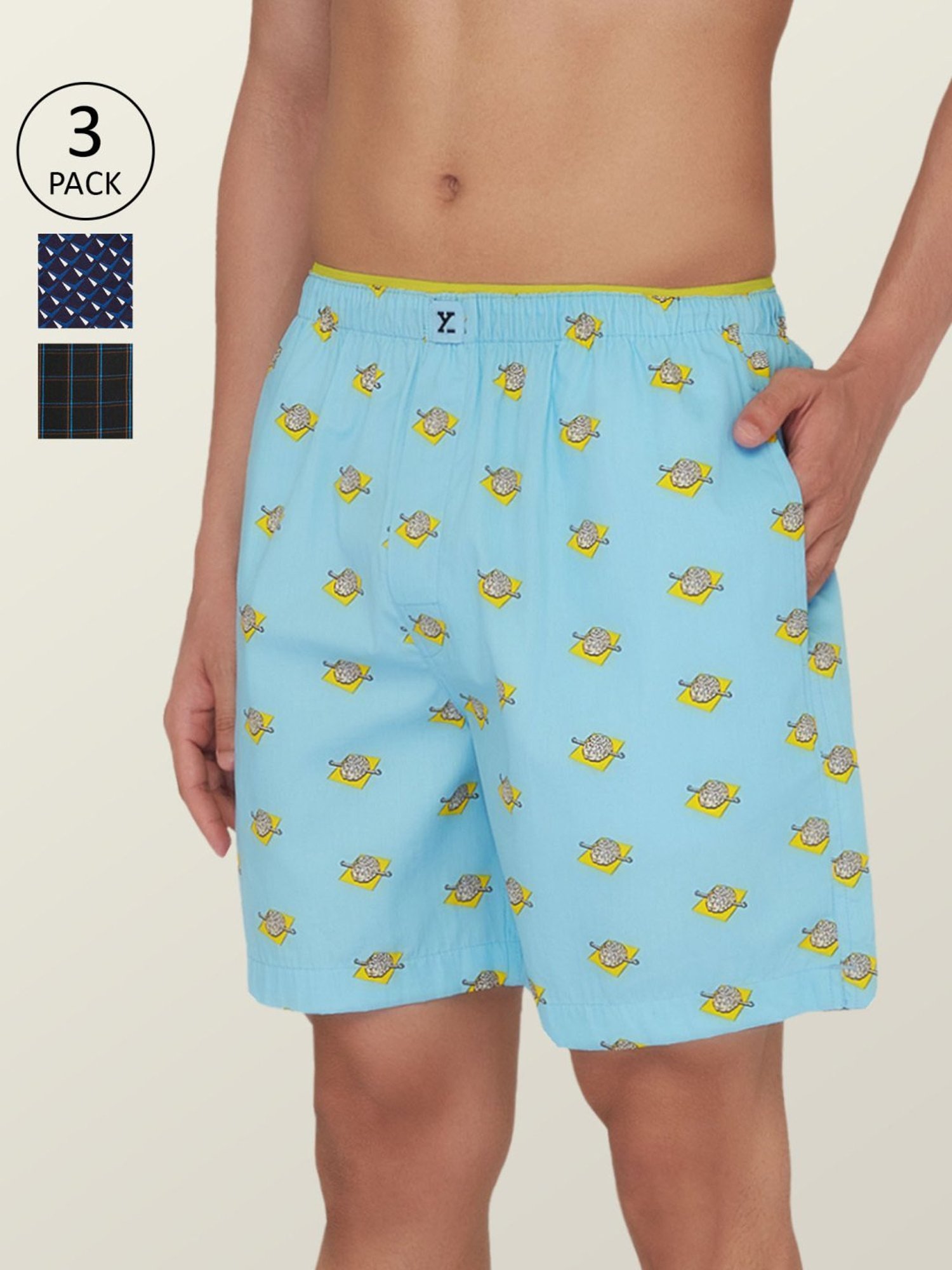 Buy XYXX Multi Cotton Relaxed Fit Checks Boxers - Pack Of 3 for Mens Online  @ Tata CLiQ