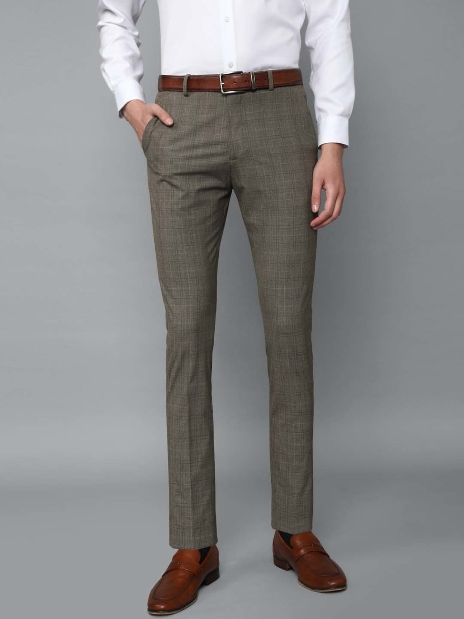 Buy Louis Philippe Men Charcoal Grey  Black Regular Fit Self Design Formal  Trousers  Trousers for Men 8295351  Myntra