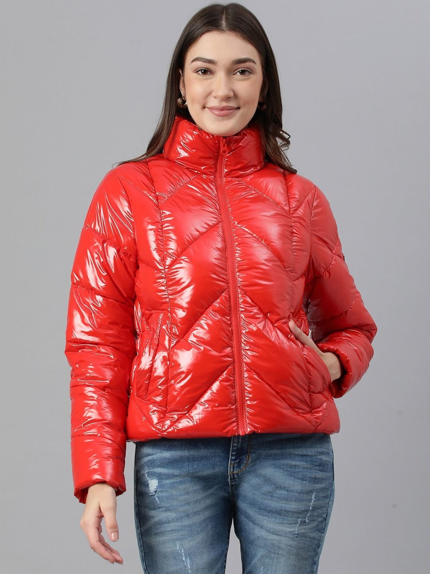Buy Woods Red Padded Jacket for Women Online @ Tata CLiQ