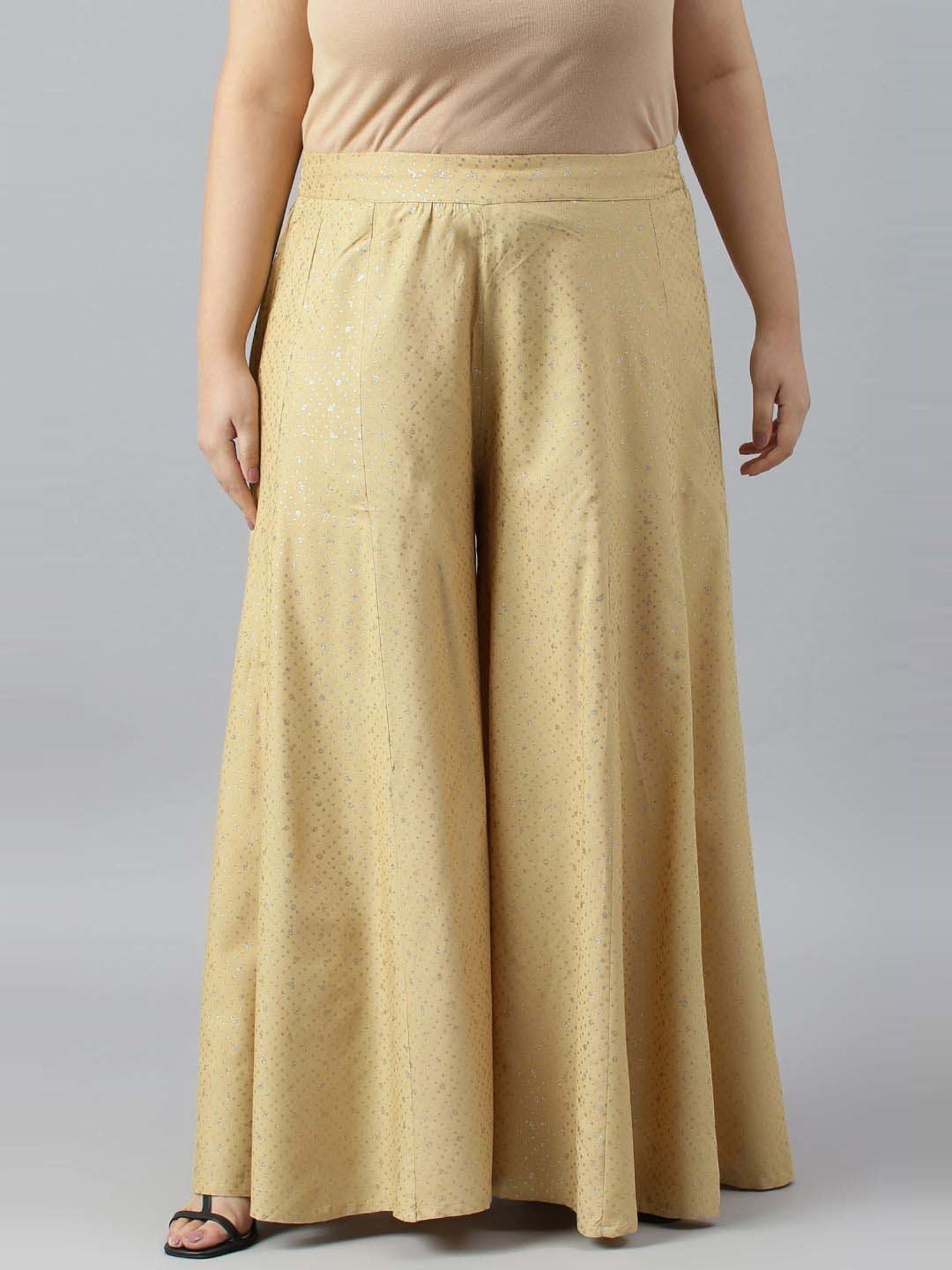 Buy online Gold Solid Straight Palazzo from Skirts, tapered pants & Palazzos  for Women by W for ₹1059 at 38% off | 2024 Limeroad.com