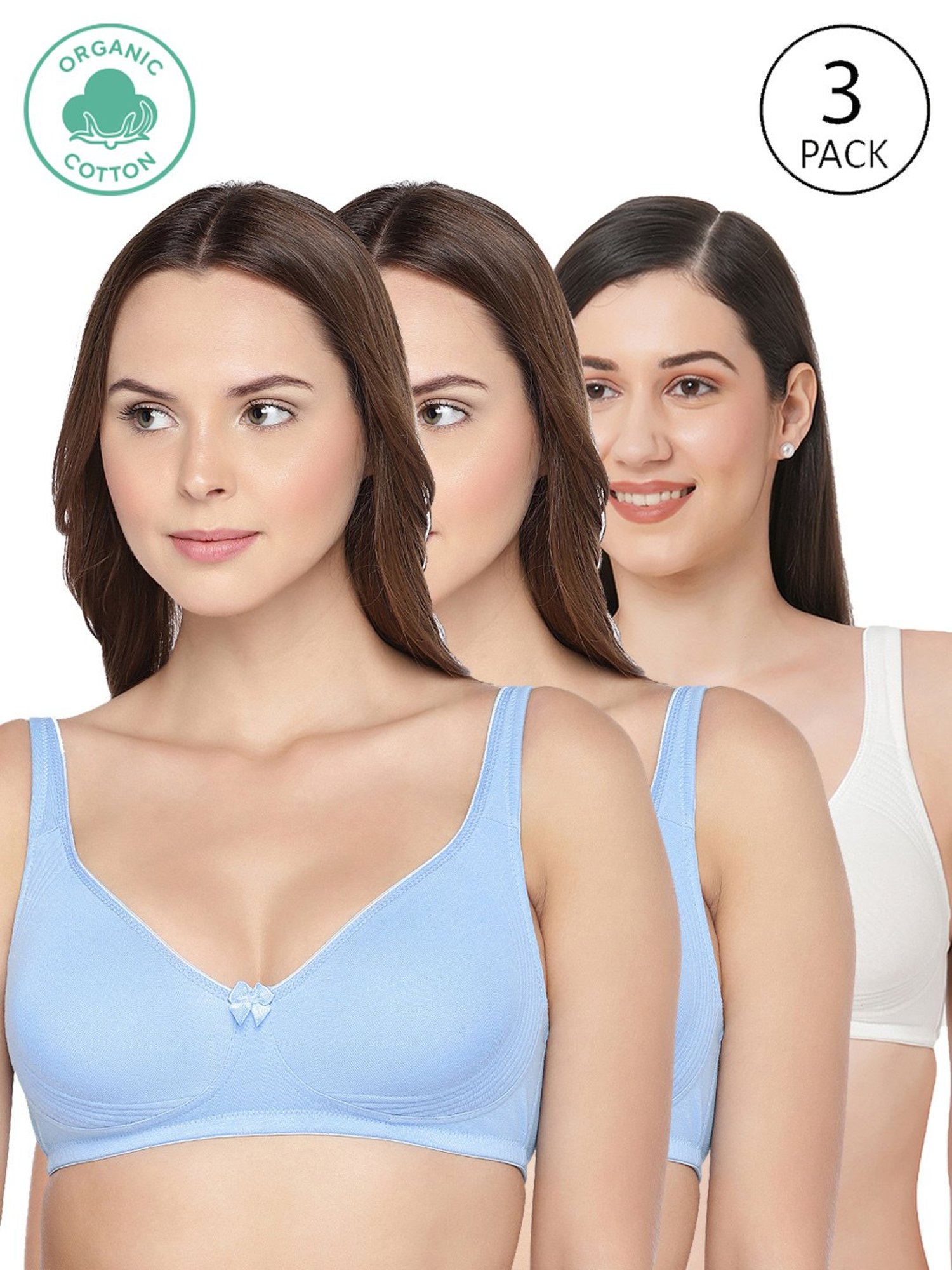 Inner Sense Multicolor Full Coverage Bra - Pack of 3