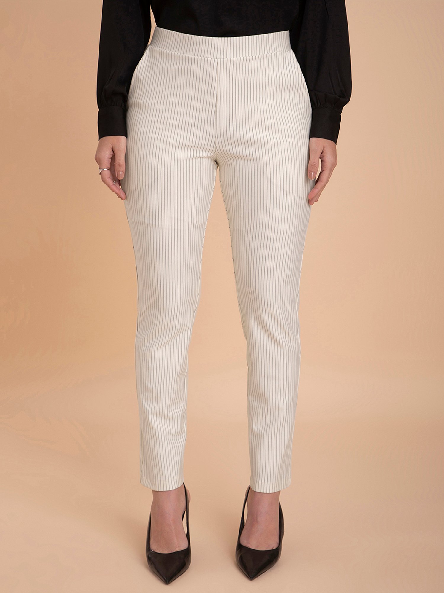 Buy Solemio Mid-Rise Flat-Front Pants at Redfynd