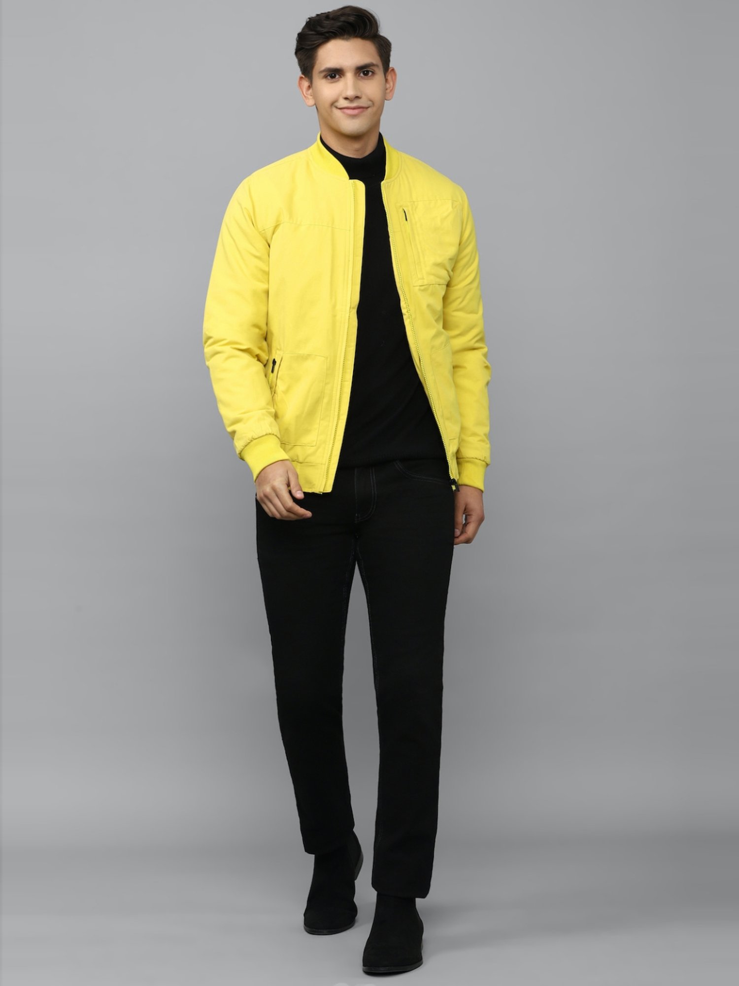 Buy Full Sleeve Solid Men Quilted Jacket Yellow Polyester for Best Price,  Reviews, Free Shipping